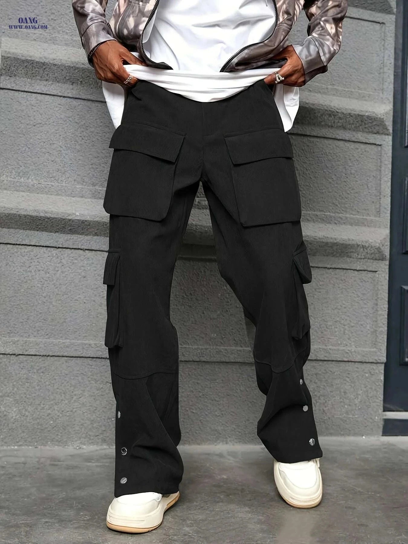 Men's Loose Fit Corduroy Work Pants - All-Season Utility Cargo Style   OAXG 