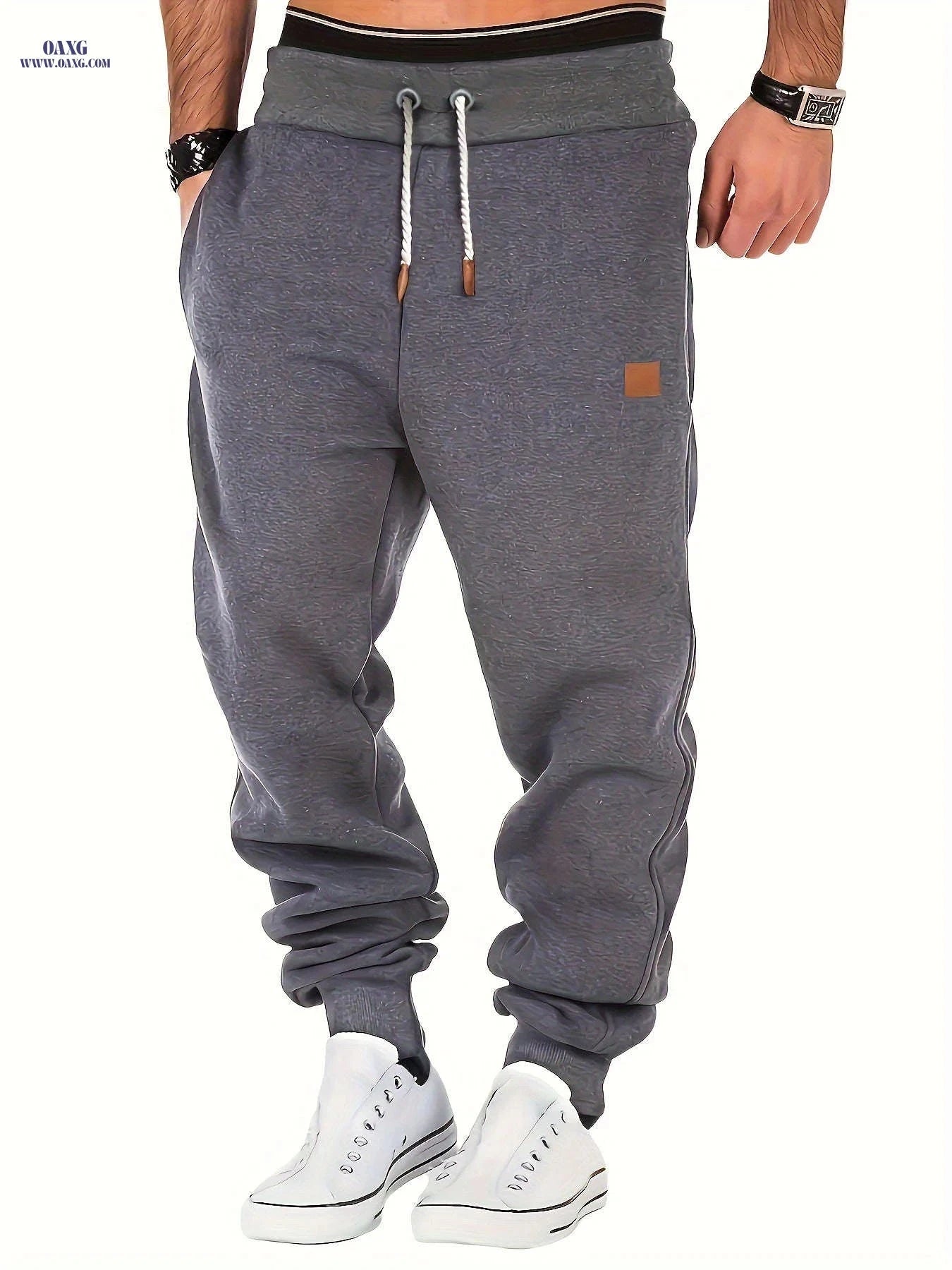 Men's Loose Fit Jogger Pants - Elastic Waist, Casual Athletic Style   OAXG Dark Gray / FR S