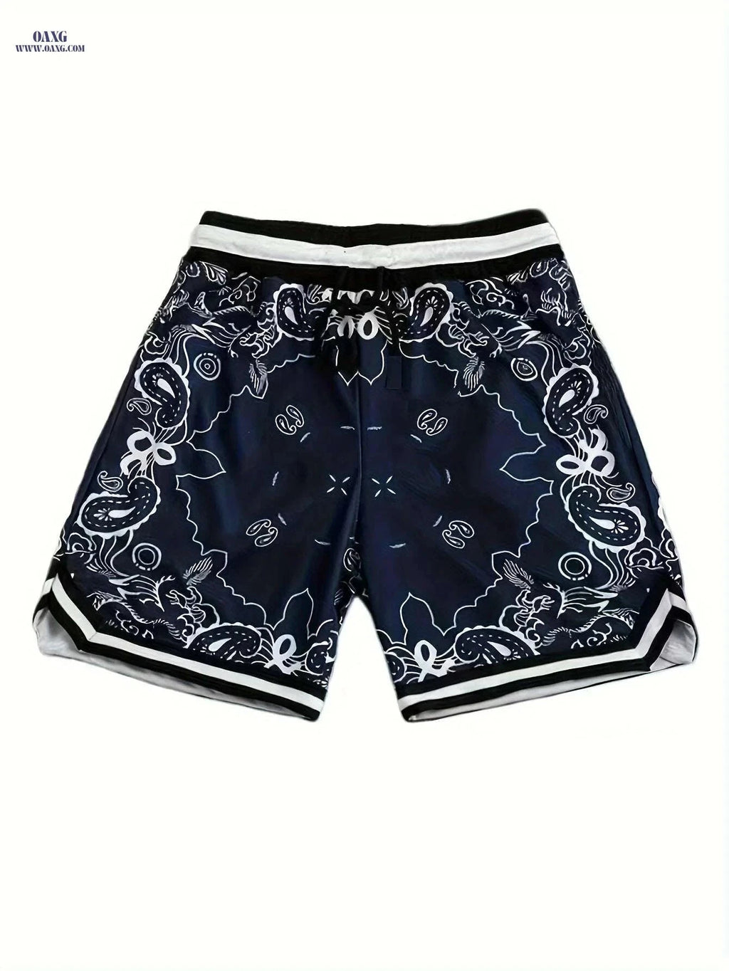 Men's Loose-Fit Paisley Shorts - Comfortable Summer Style with Drawstring   OAXG crimson / XS