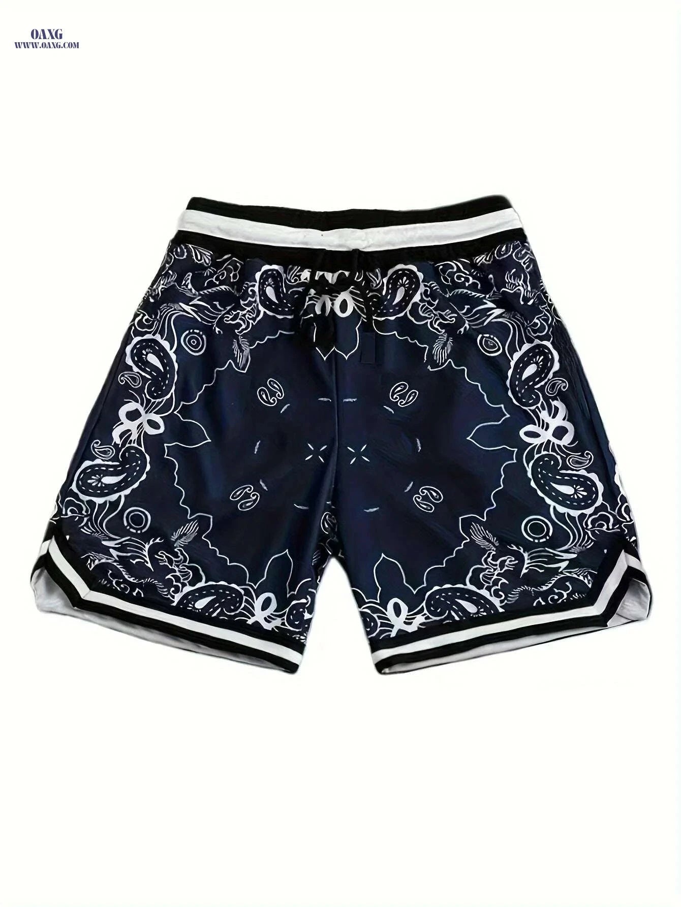 Men's Loose-Fit Paisley Shorts - Comfortable Summer Style with Drawstring   OAXG crimson / XS