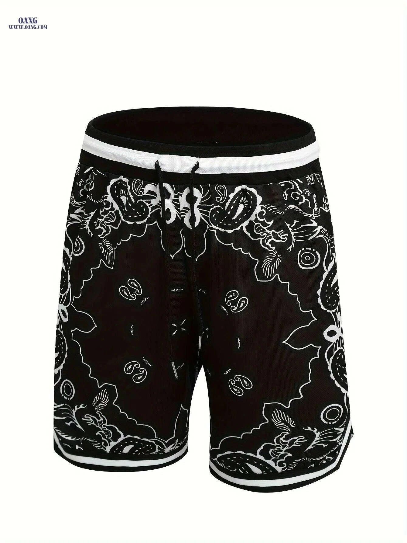 Men's Loose-Fit Paisley Shorts - Comfortable Summer Style with Drawstring   OAXG crimson / XS