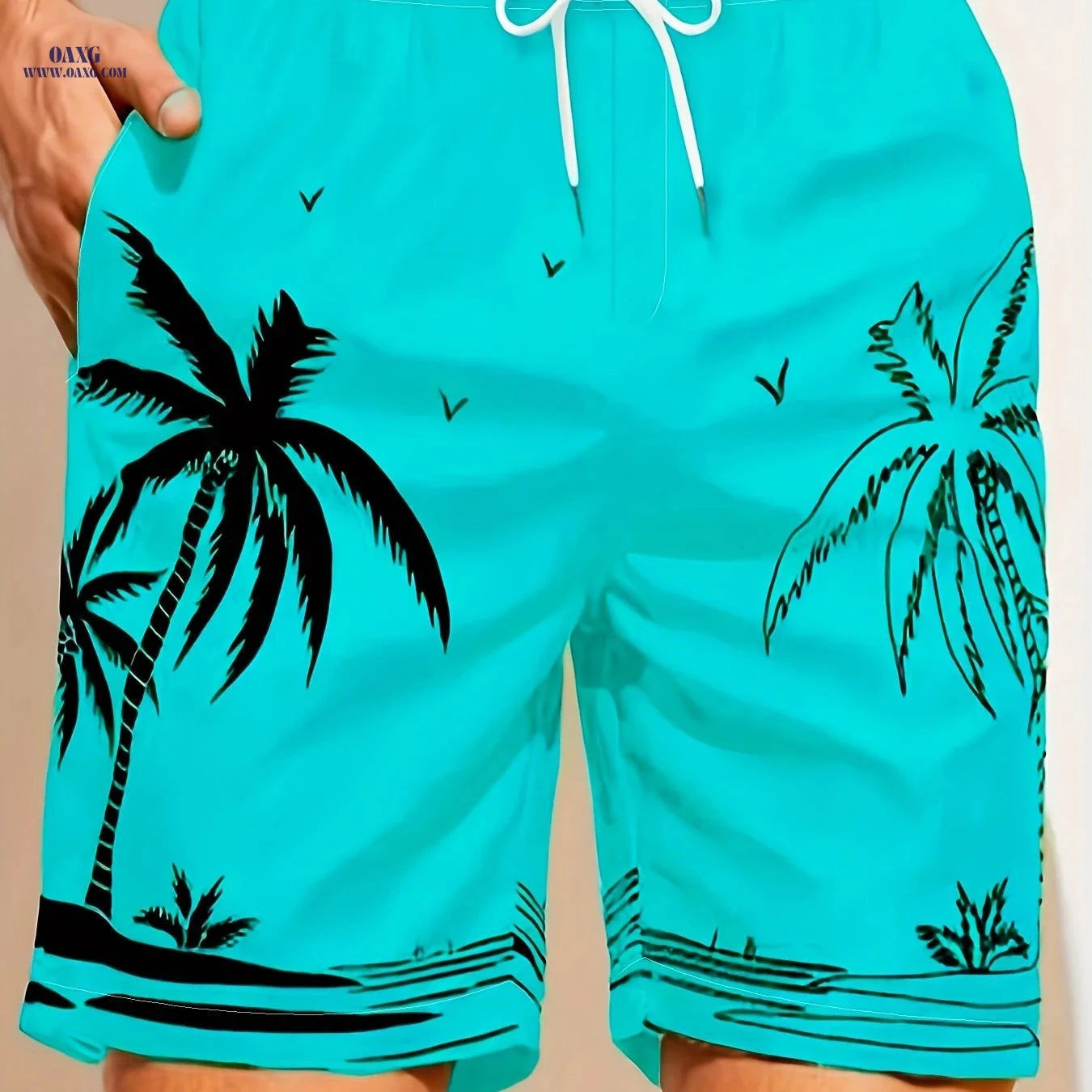 Men's Loose Fit Peach Skin Fabric Beach Shorts - Breathable, Casual   OAXG 