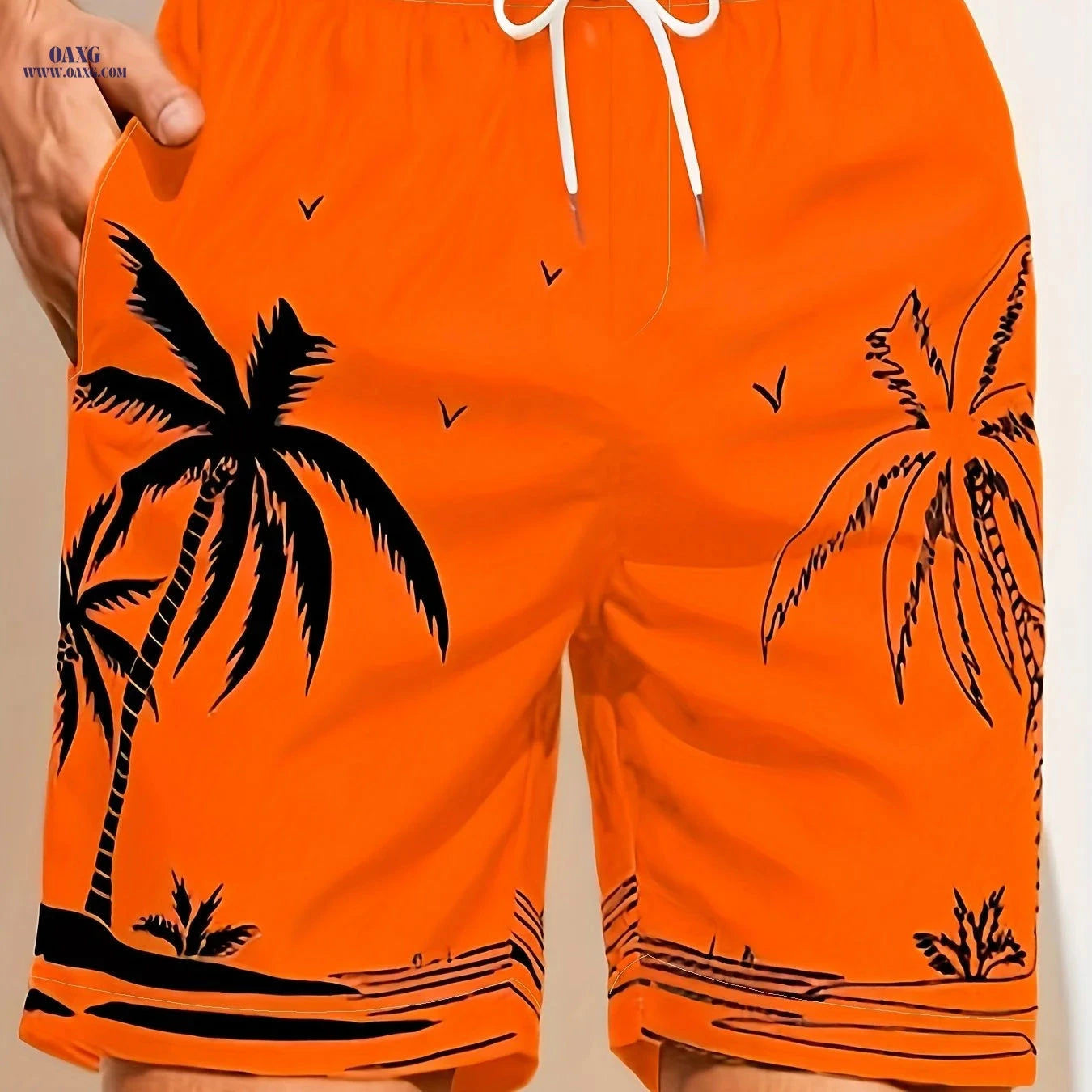 Men's Loose Fit Peach Skin Fabric Beach Shorts - Breathable, Casual   OAXG 