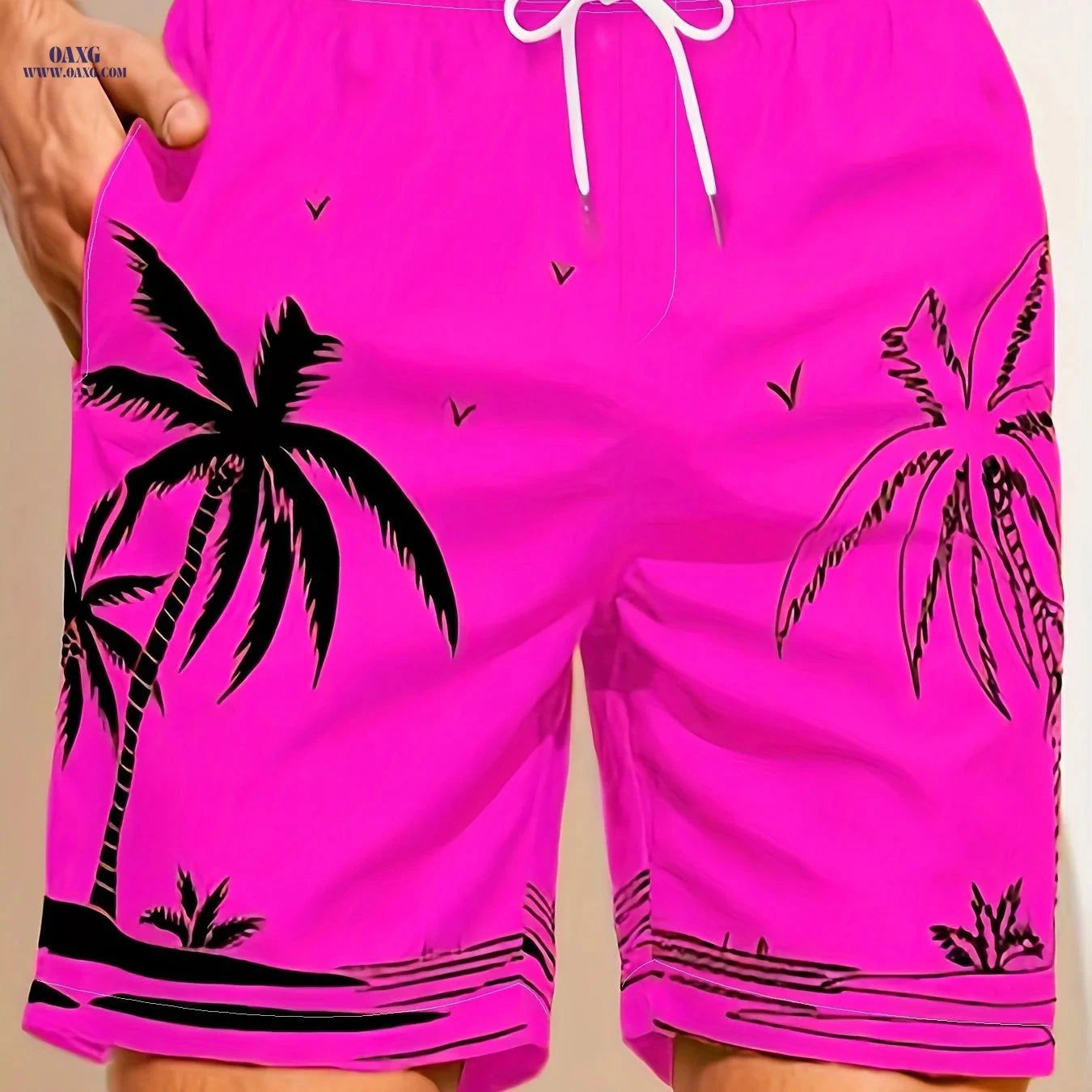 Men's Loose Fit Peach Skin Fabric Beach Shorts - Breathable, Casual   OAXG 