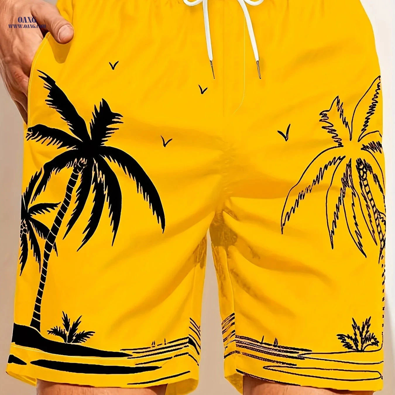 Men's Loose Fit Peach Skin Fabric Beach Shorts - Breathable, Casual   OAXG Green / FR S
