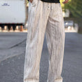 Men's Loose Fit Striped Corduroy Pants - Stretchy Knit Casual Style   OAXG Ivory White / S