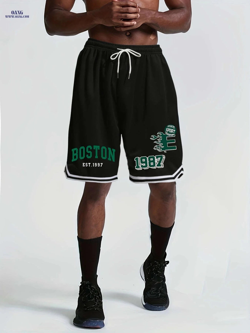 Men's Loose Fit Summer Sports Shorts - Breathable Running & Basketball   OAXG Black / FR S