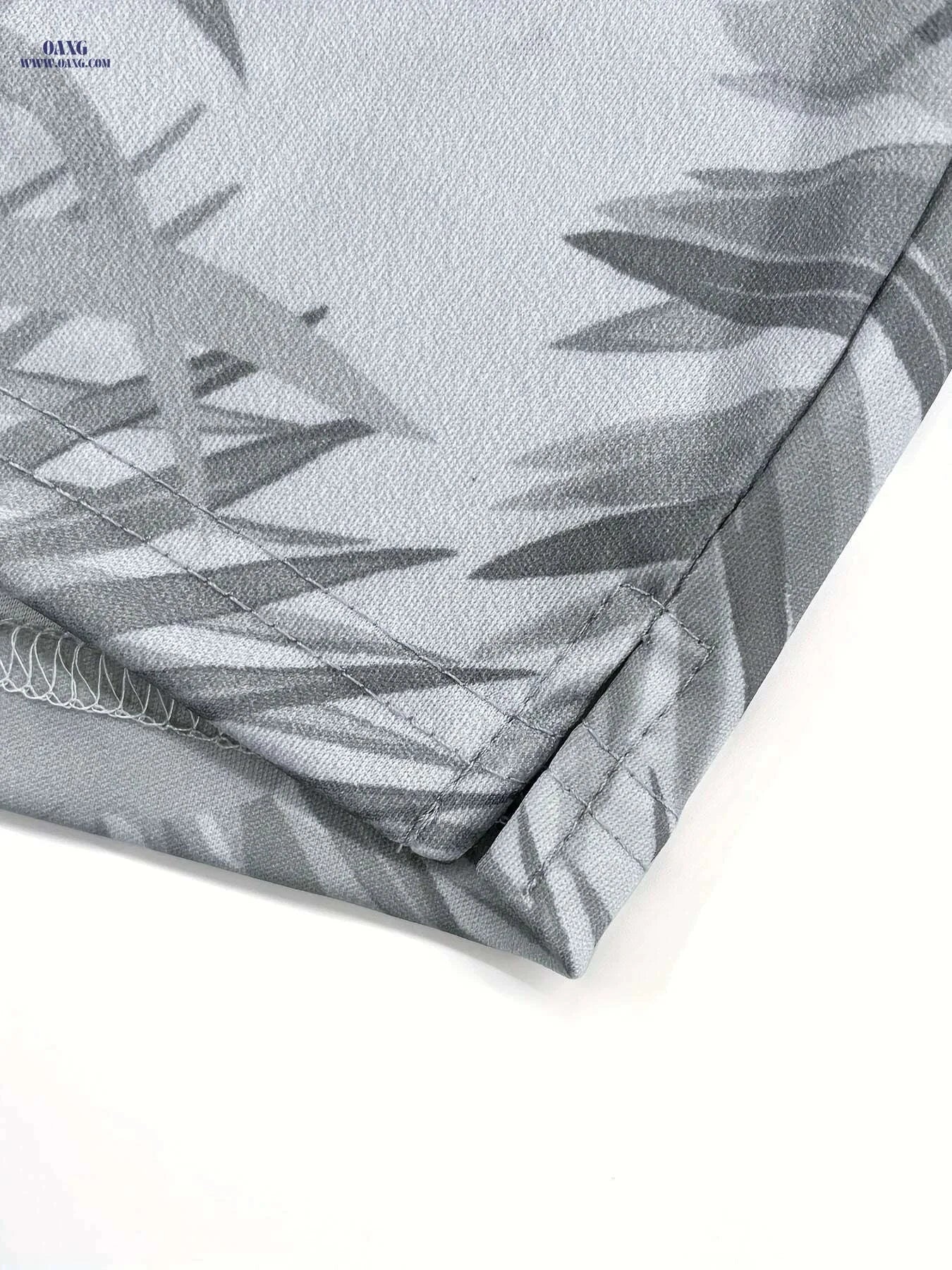 Men's Loose Fit Summer Swim Trunks - Black & White Geometric Print   OAXG 