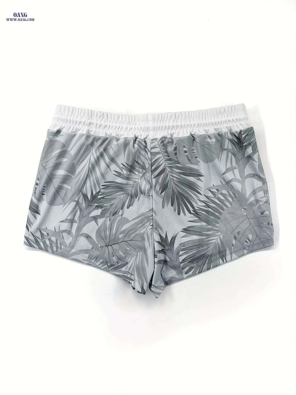 Men's Loose Fit Summer Swim Trunks - Black & White Geometric Print   OAXG Granny Gray / M