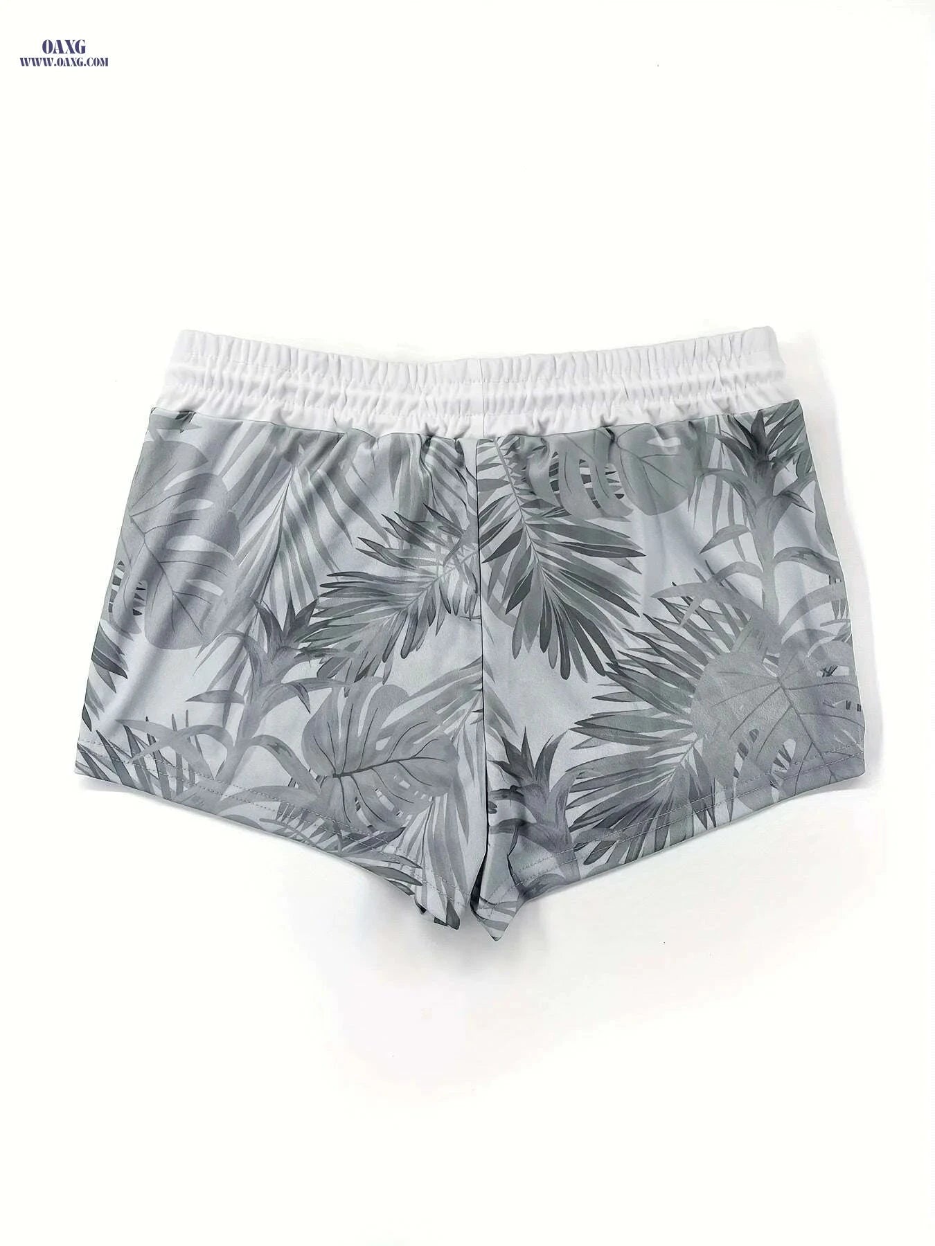 Men's Loose Fit Summer Swim Trunks - Black & White Geometric Print   OAXG Granny Gray / M