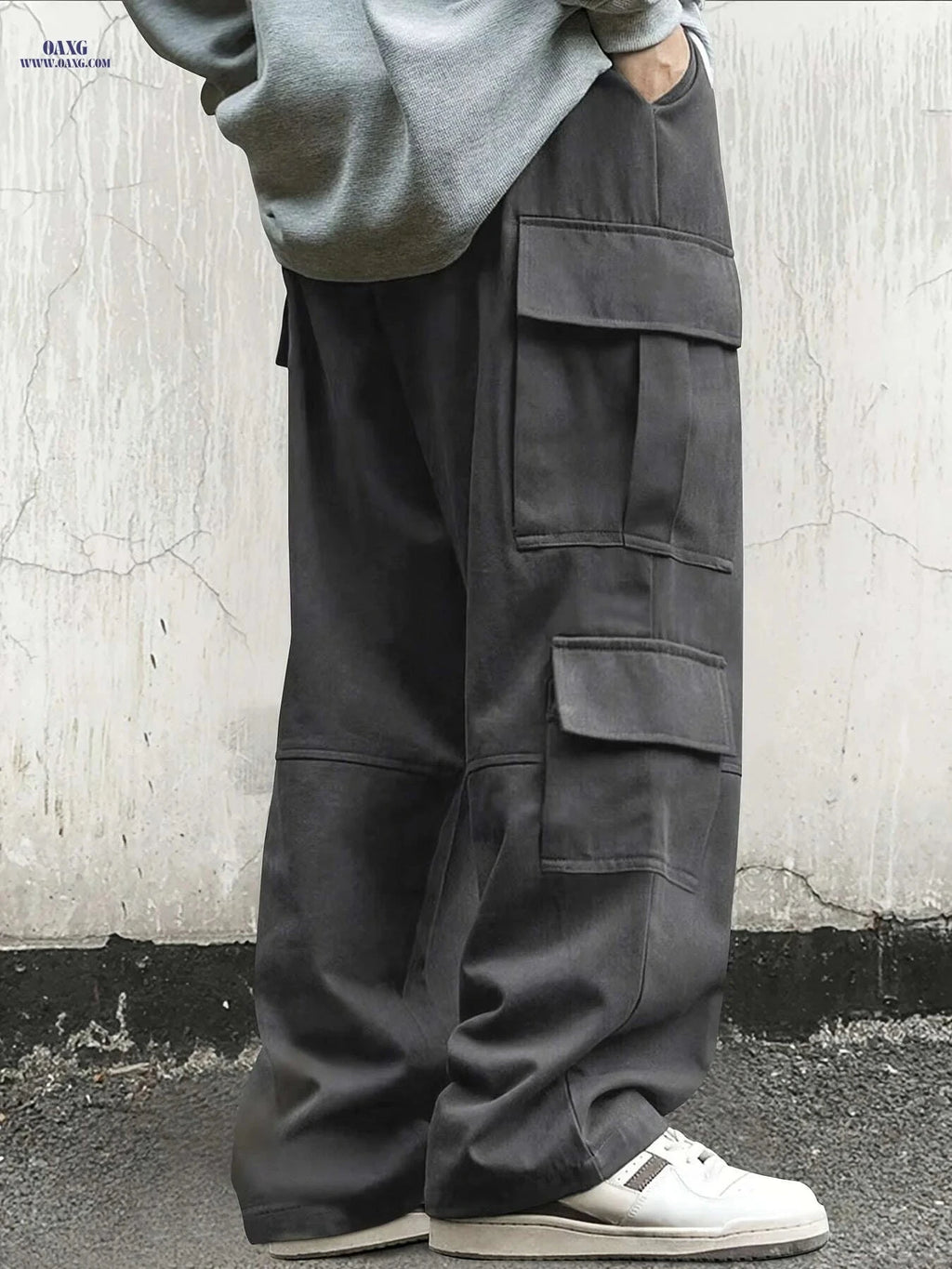Men's Loose Fit Work Pants - 100% Polyester, Casual All-Season Trousers   OAXG Black / S