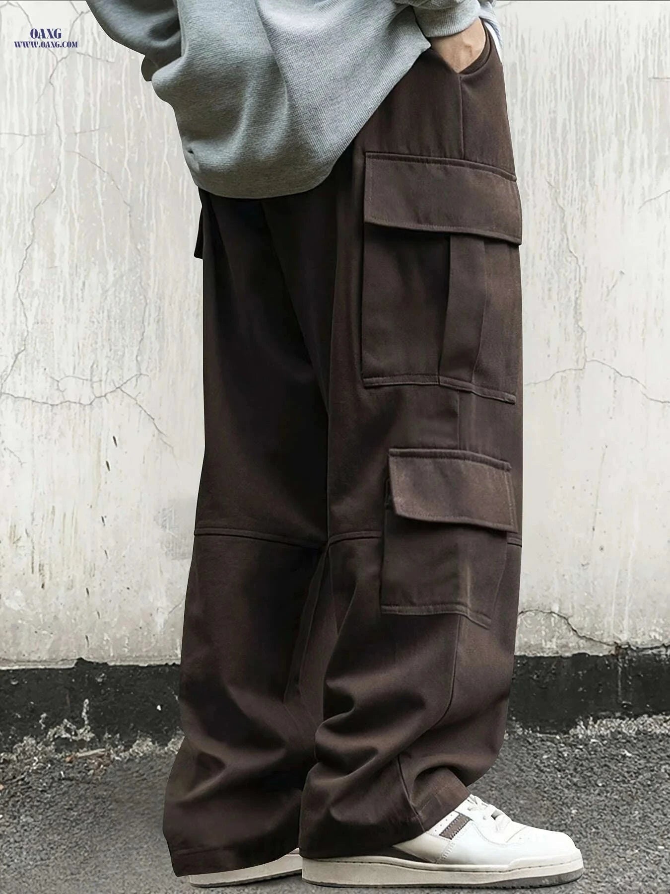 Men's Loose Fit Work Pants - 100% Polyester, Casual All-Season Trousers   OAXG Black / S