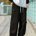 Men's Loose Fit Work Pants - 100% Polyester, Casual All-Season Trousers   OAXG Black / S