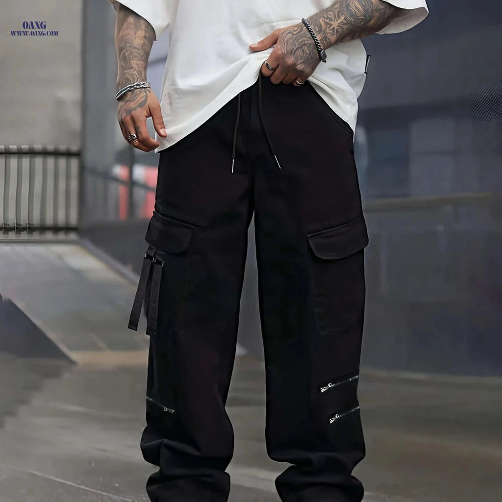 Men's Loose-Fitting Cargo Pants - Comfortable Outdoor Trousers   OAXG Black / FR S
