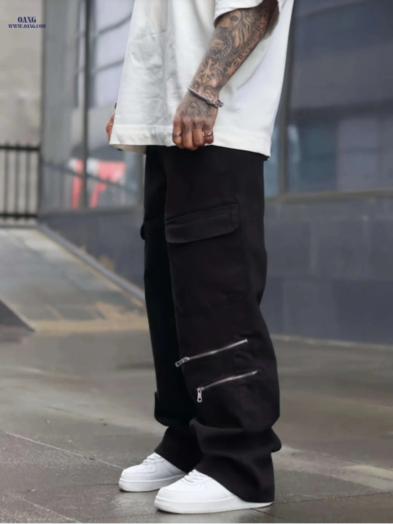 Men's Loose-Fitting Cargo Pants - Comfortable Outdoor Trousers   OAXG Black / FR S