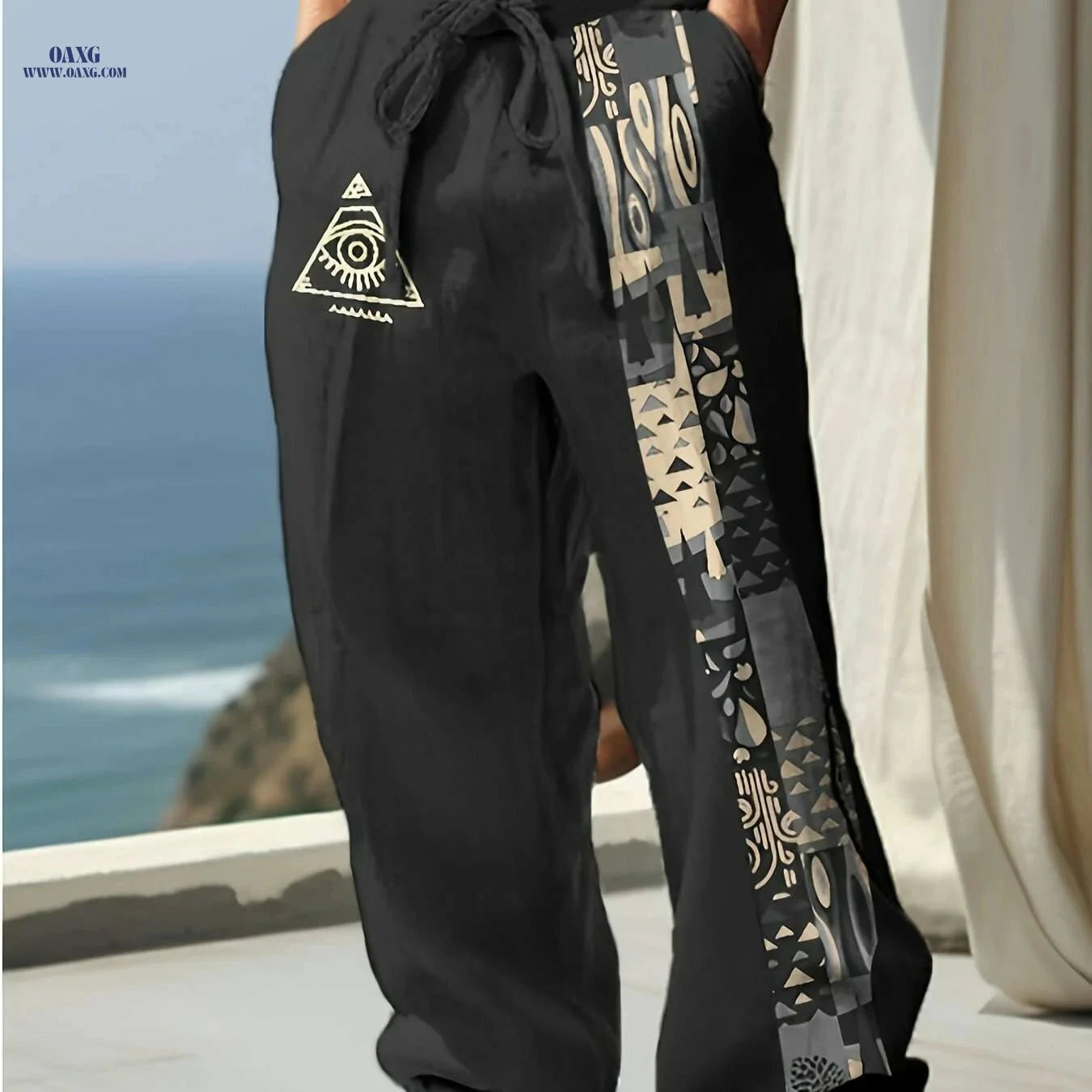 Men's Loose-Fitting Patchwork Jogger Pants - Trendy Casual Style   OAXG 