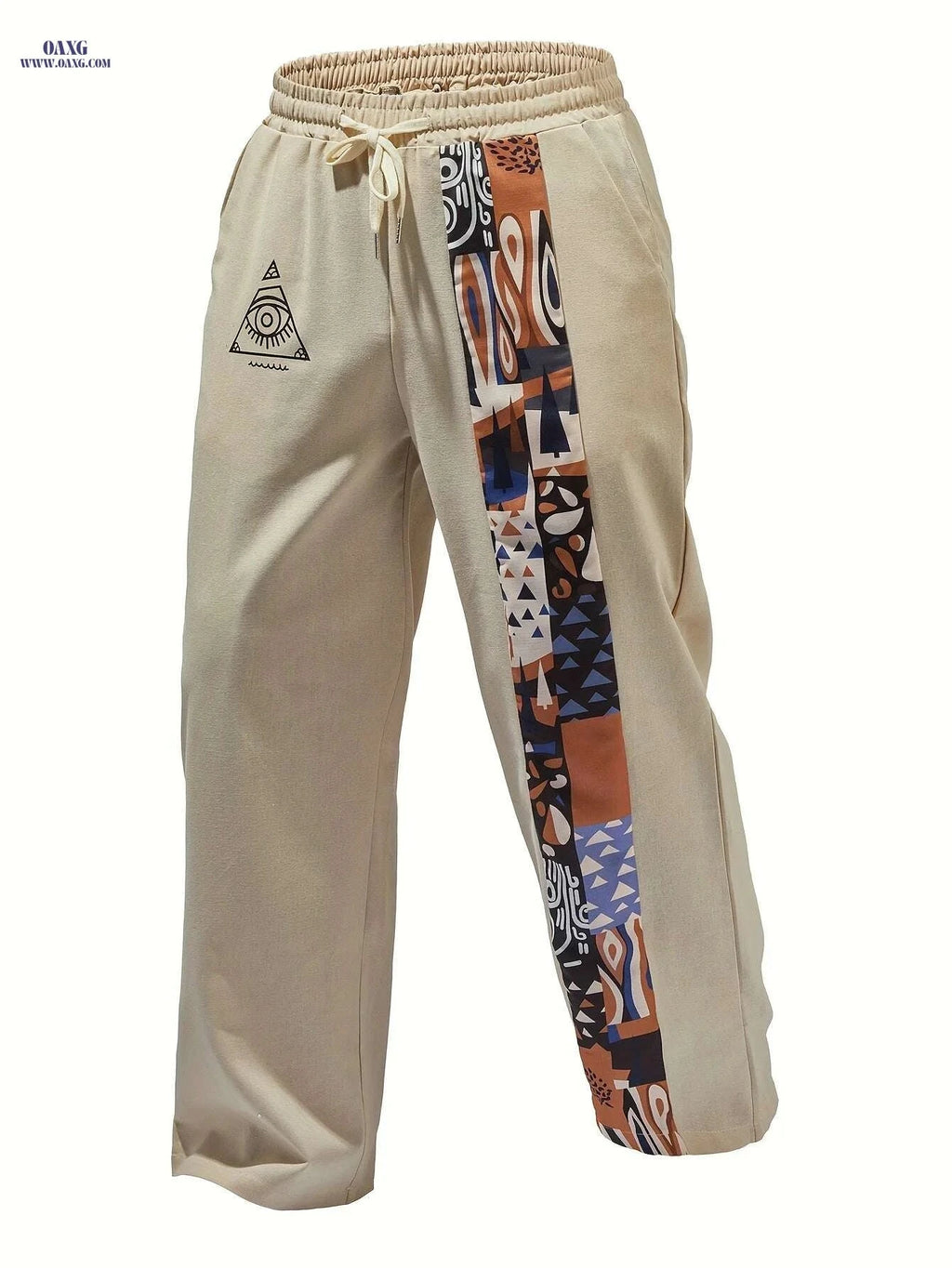 Men's Loose-Fitting Patchwork Jogger Pants - Trendy Casual Style   OAXG Black / S