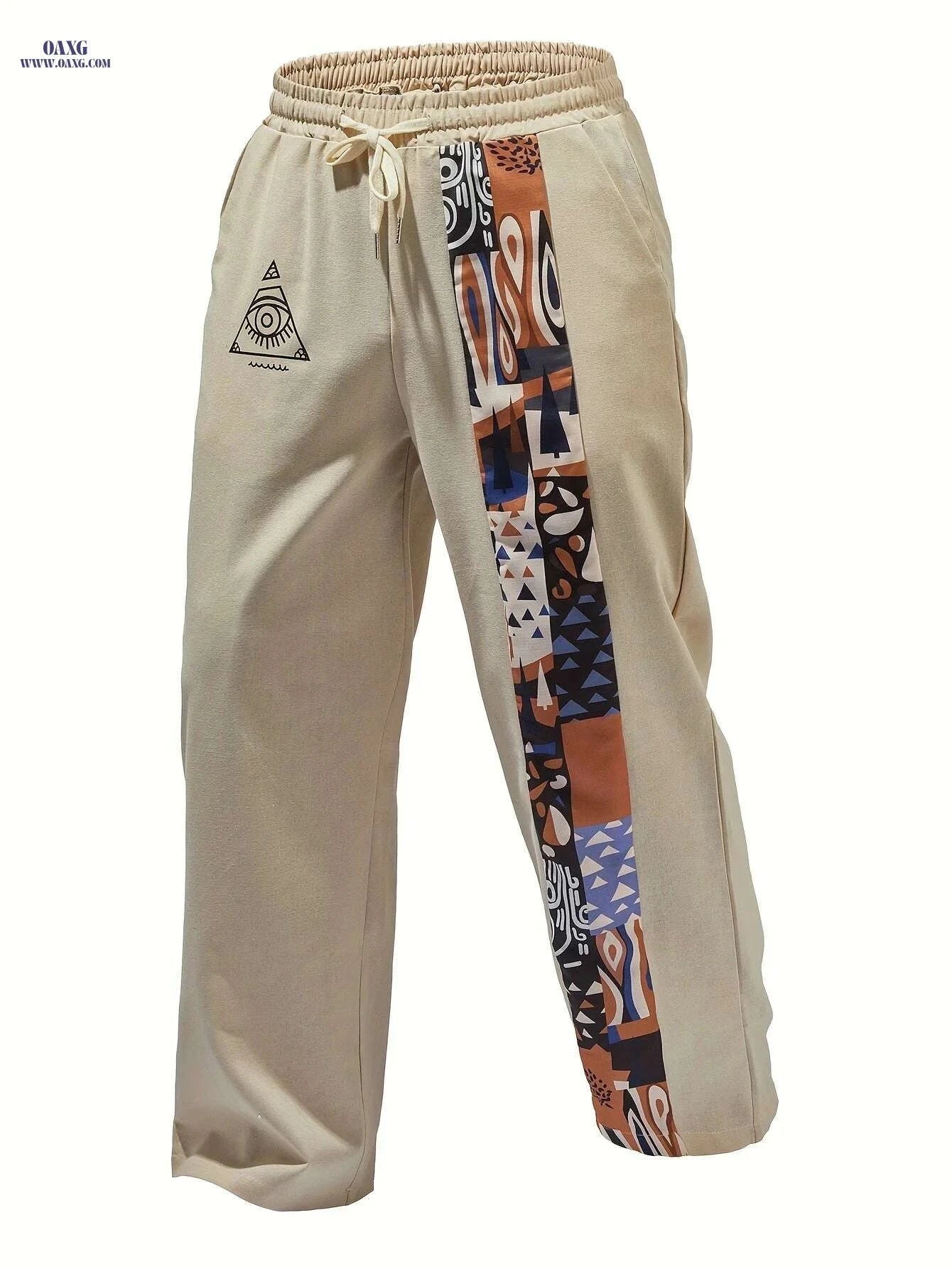 Men's Loose-Fitting Patchwork Jogger Pants - Trendy Casual Style   OAXG Black / S