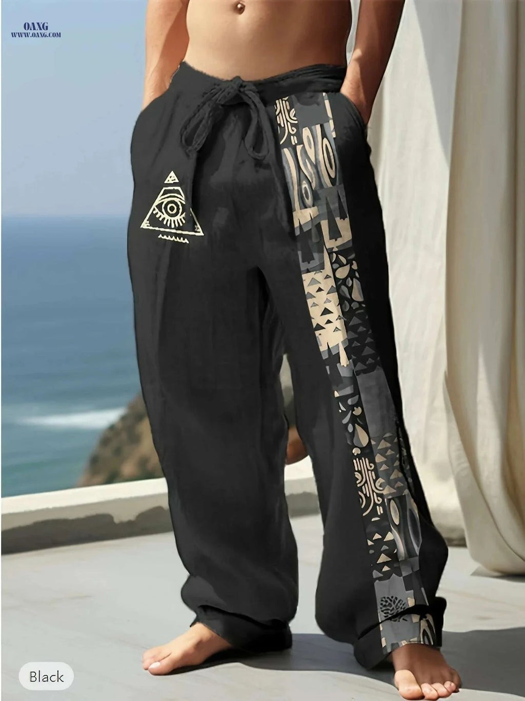 Men's Loose-Fitting Patchwork Jogger Pants - Trendy Casual Style   OAXG 