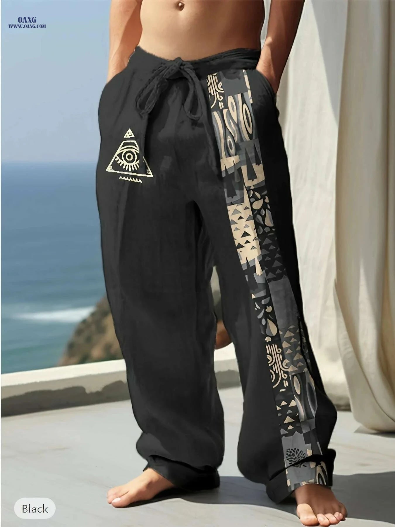 Men's Loose-Fitting Patchwork Jogger Pants - Trendy Casual Style   OAXG 