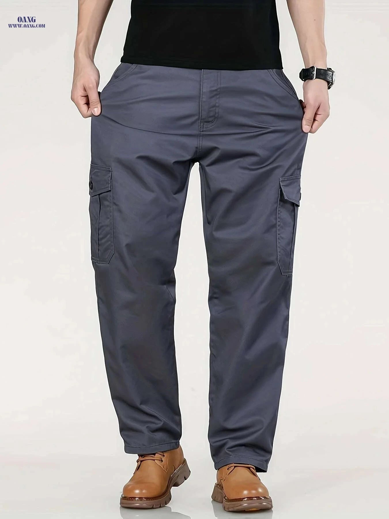Men's Loose Straight-Leg Cargo Pants - Wrinkle & Wear Resistant   OAXG 