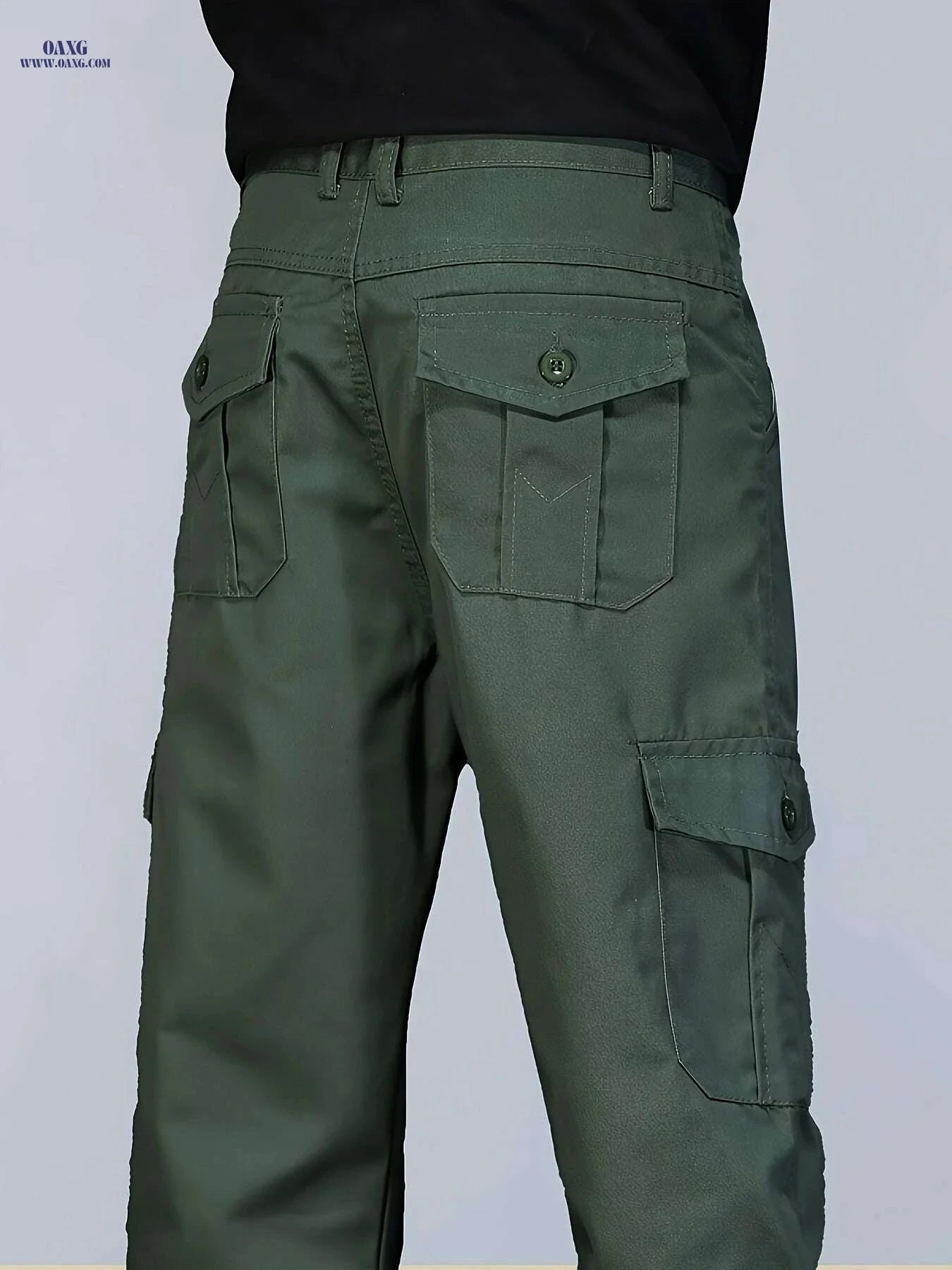 Men's Loose Straight-Leg Cargo Pants - Wrinkle & Wear Resistant   OAXG Army Green / 28