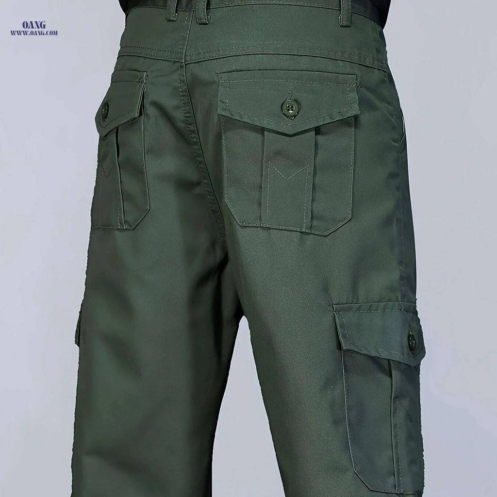 Men's Loose Straight-Leg Cargo Pants - Wrinkle & Wear Resistant   OAXG Army Green / 28