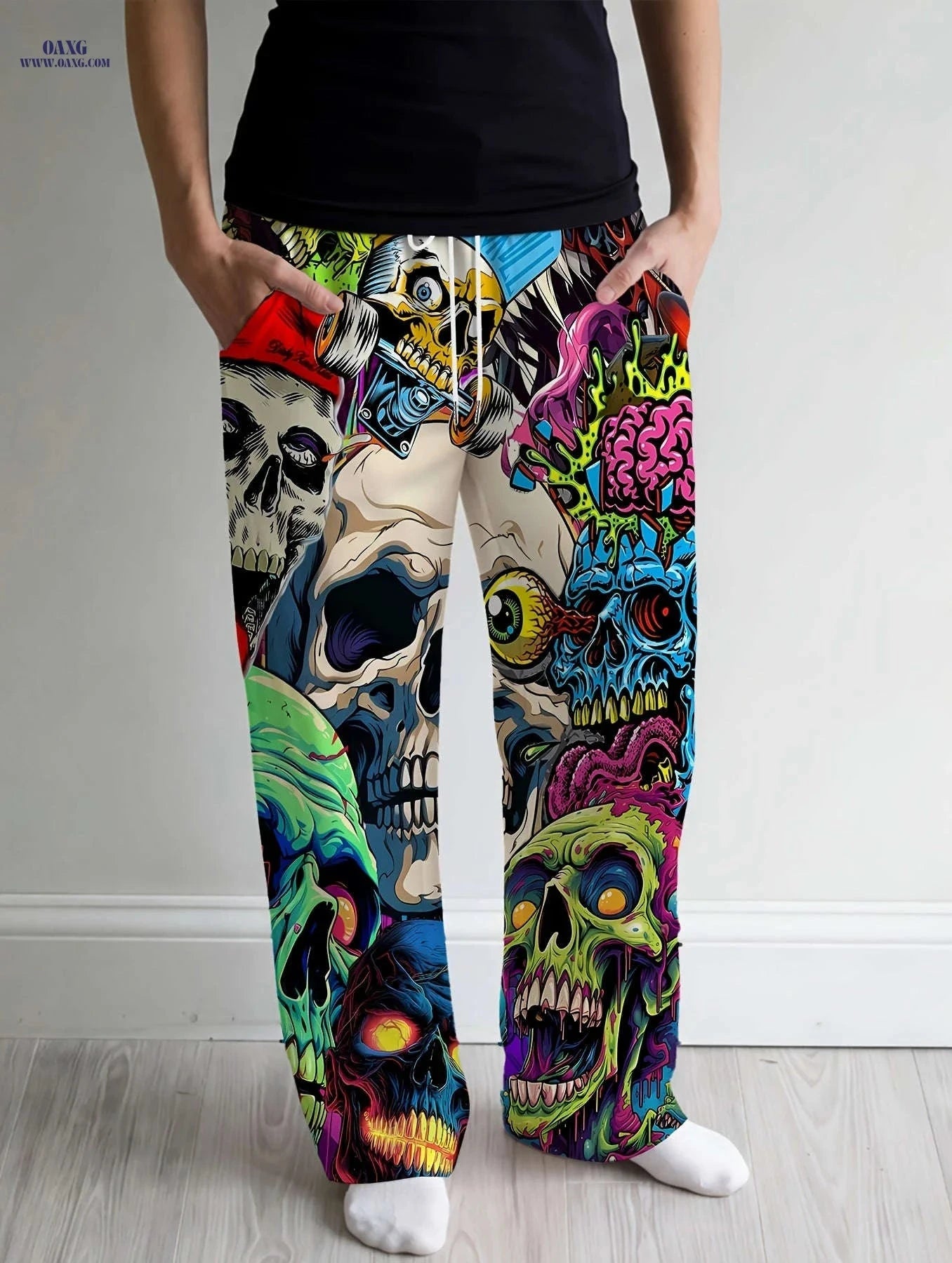 Men's Loose Straight Leg Pants - Casual All-Season, Slight Stretch   OAXG Mixed Color / FR M
