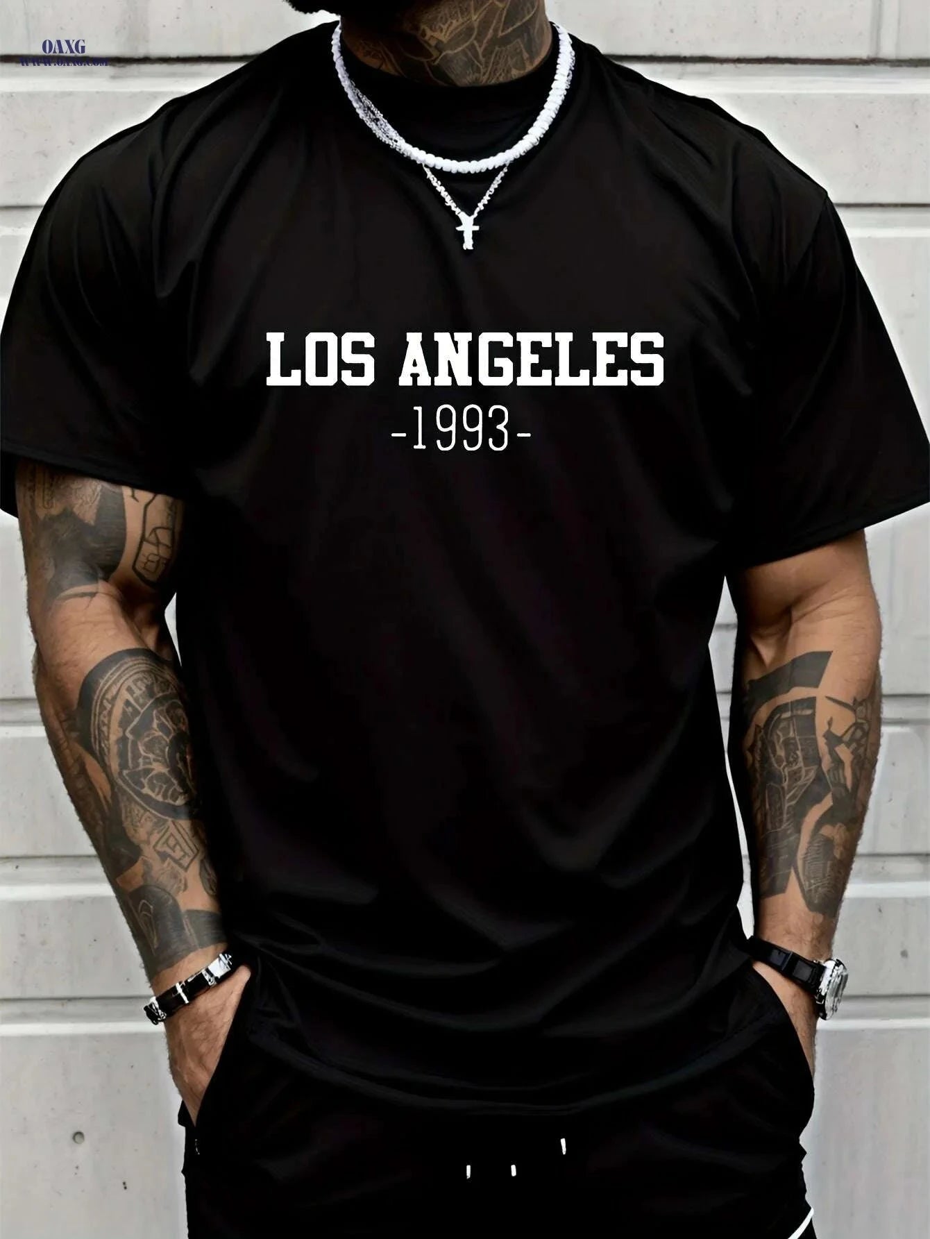 Men's Los Angeles 1993 Floral T-Shirt - Casual Short-Sleeve Style   OAXG Khaki / M