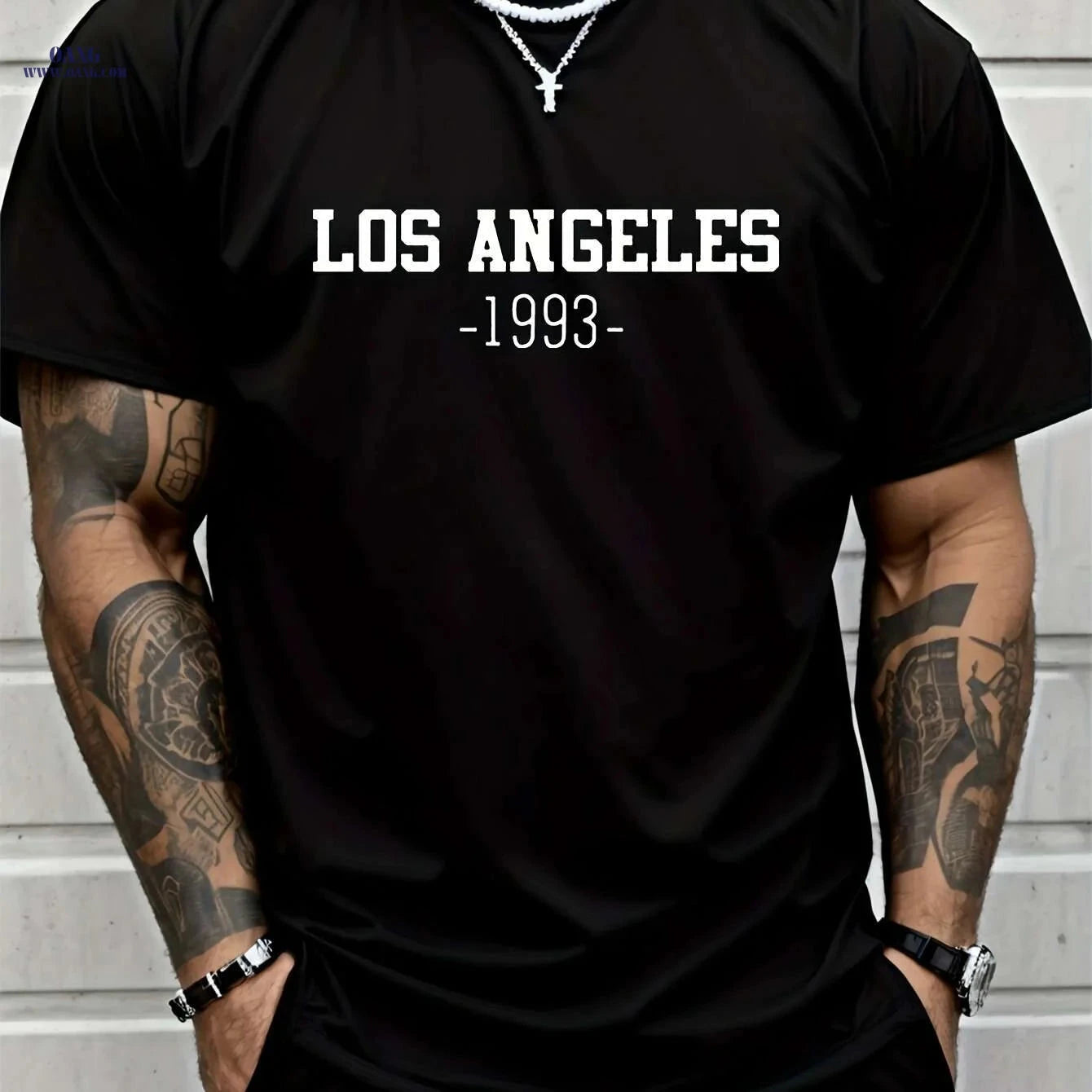 Men's Los Angeles 1993 Floral T-Shirt - Casual Short-Sleeve Style   OAXG Khaki / M