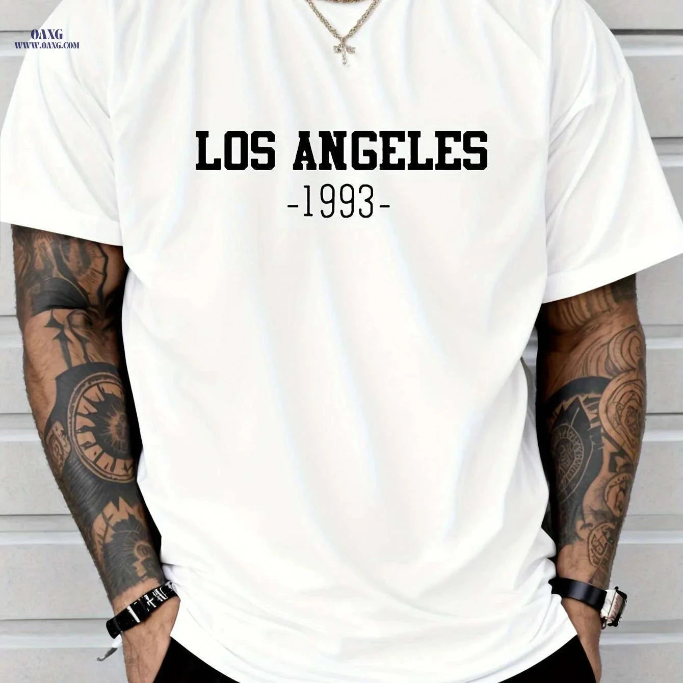 Men's Los Angeles 1993 Floral T-Shirt - Casual Short-Sleeve Style   OAXG Khaki / M