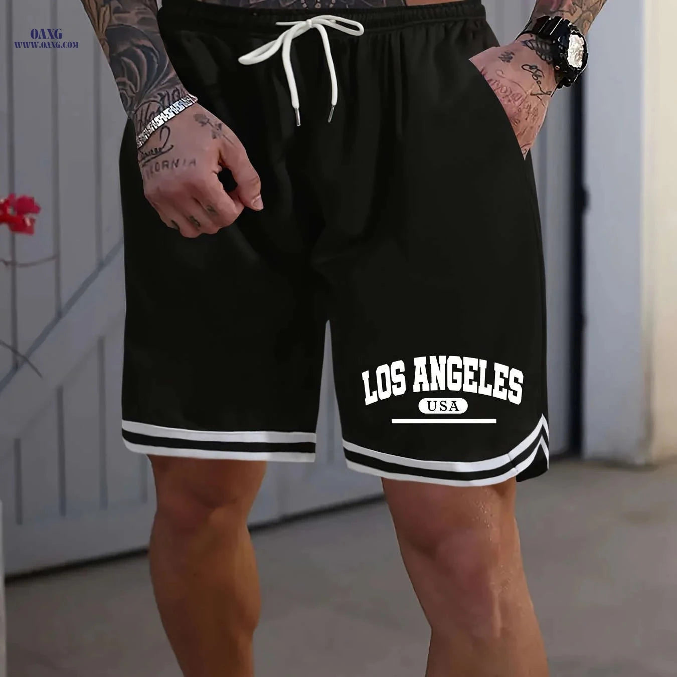 Men's LOS ANGELES Basketball Shorts - Lightweight, Breathable, Elastic Fit   OAXG 