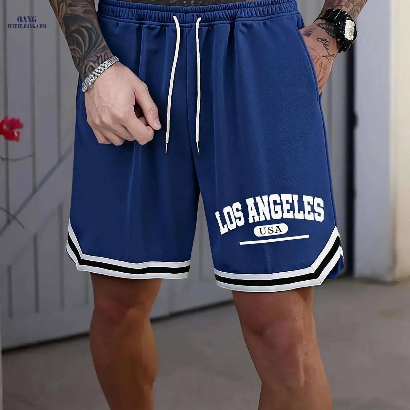 Men's LOS ANGELES Basketball Shorts - Lightweight, Breathable, Elastic Fit   OAXG 