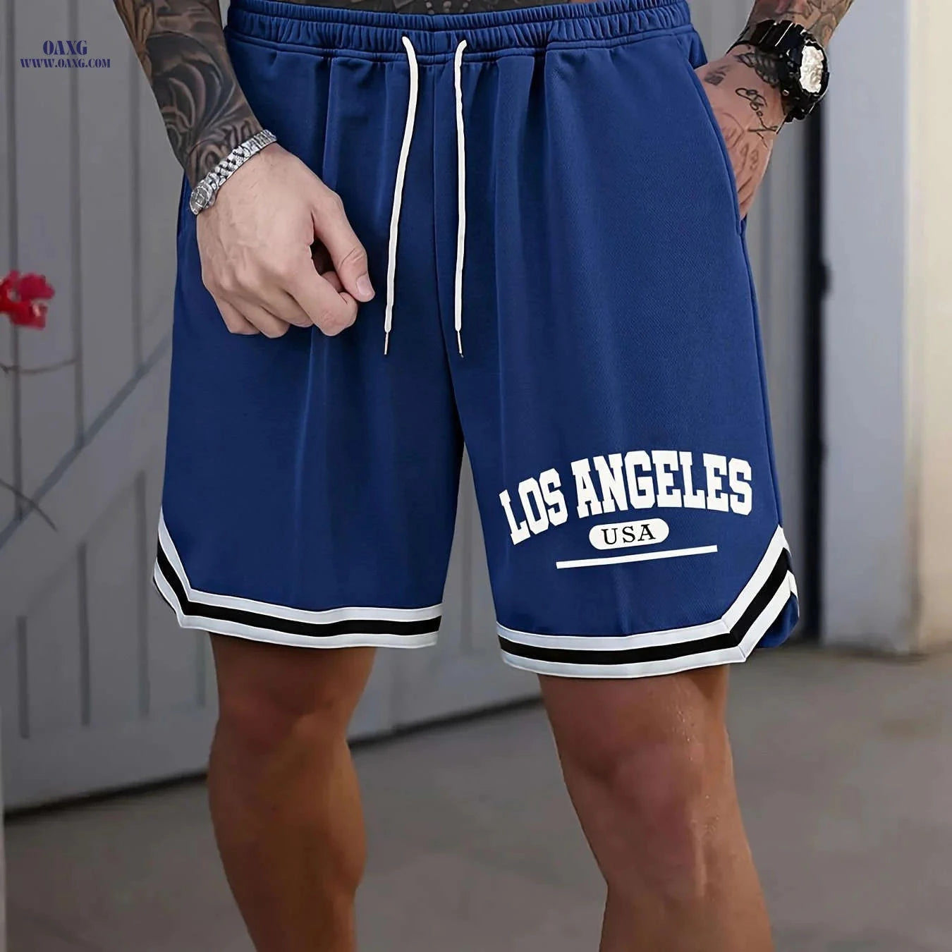 Men's LOS ANGELES Basketball Shorts - Lightweight, Breathable, Elastic Fit   OAXG Black / FR S
