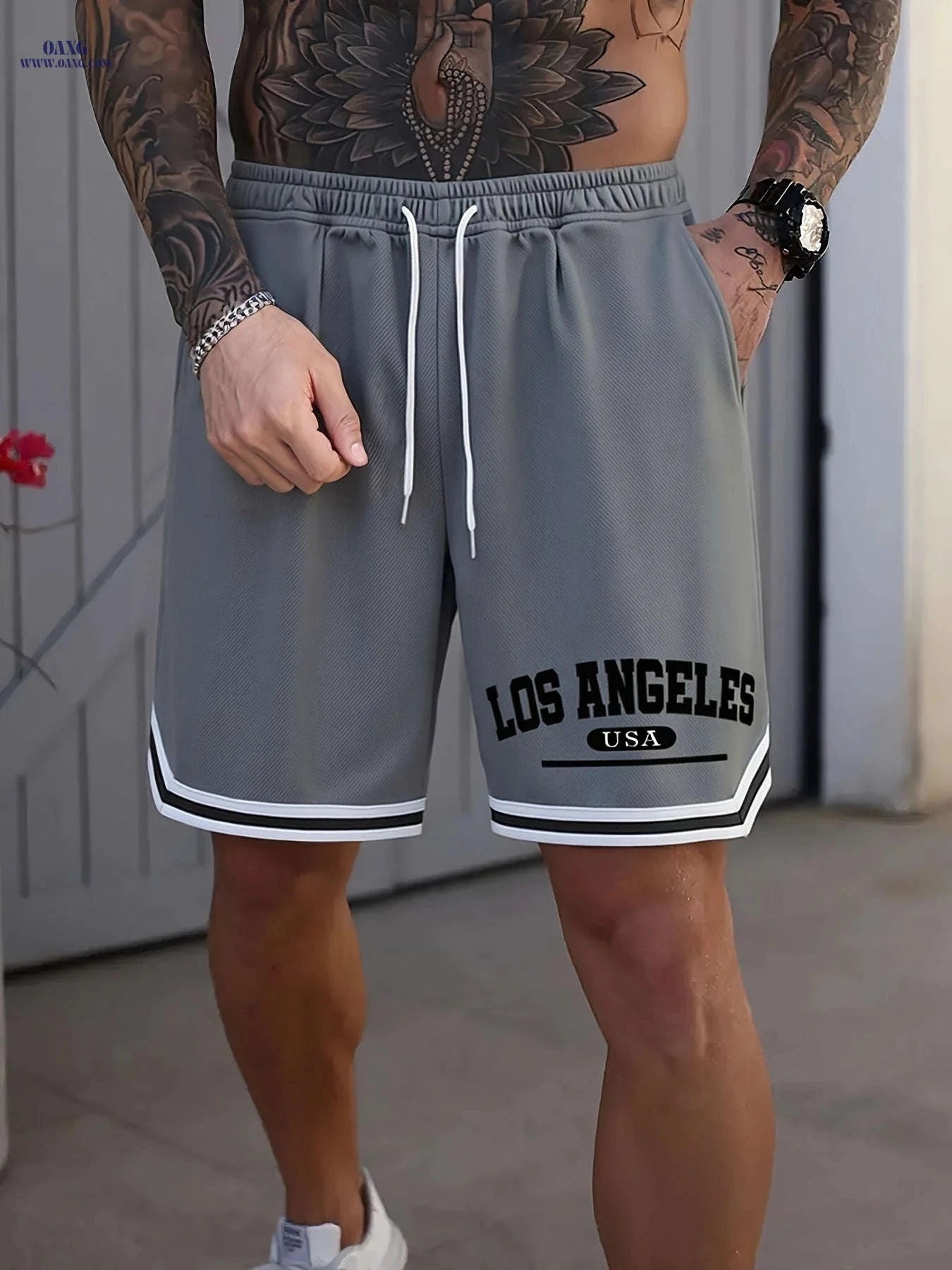 Men's LOS ANGELES Basketball Shorts - Lightweight, Breathable, Elastic Fit   OAXG 