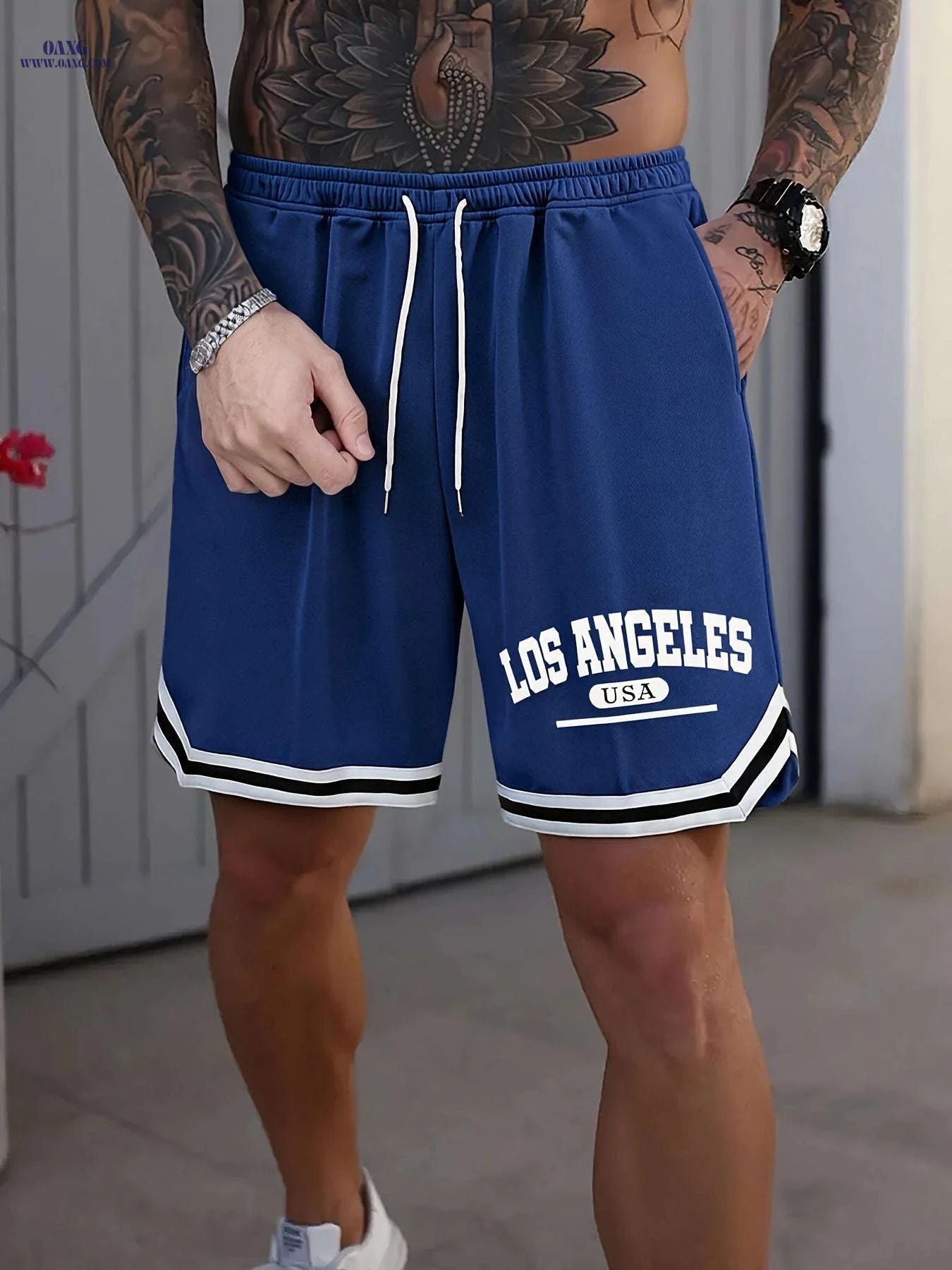 Men's LOS ANGELES Basketball Shorts - Lightweight, Breathable, Elastic Fit   OAXG 
