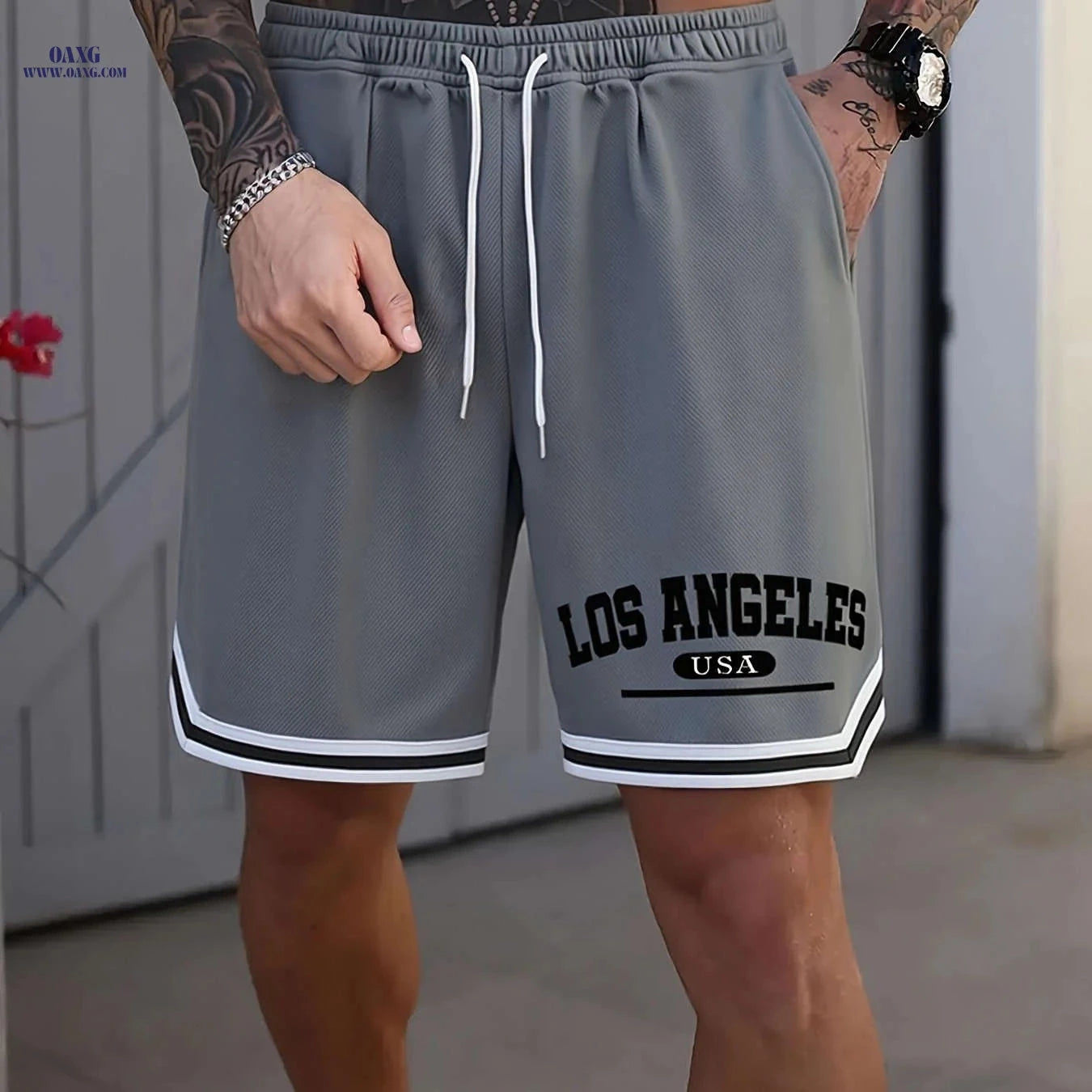 Men's LOS ANGELES Basketball Shorts - Lightweight, Breathable, Elastic Fit   OAXG 