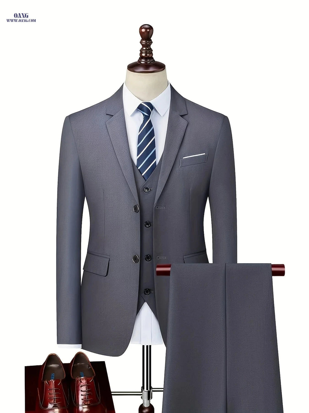 Men's Luxury Business Casual Suit Set - Slim-Fit Lapel Jacket & Pants   OAXG 