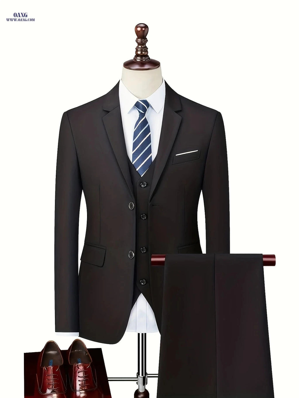 Men's Luxury Business Casual Suit Set - Slim-Fit Lapel Jacket & Pants   OAXG 