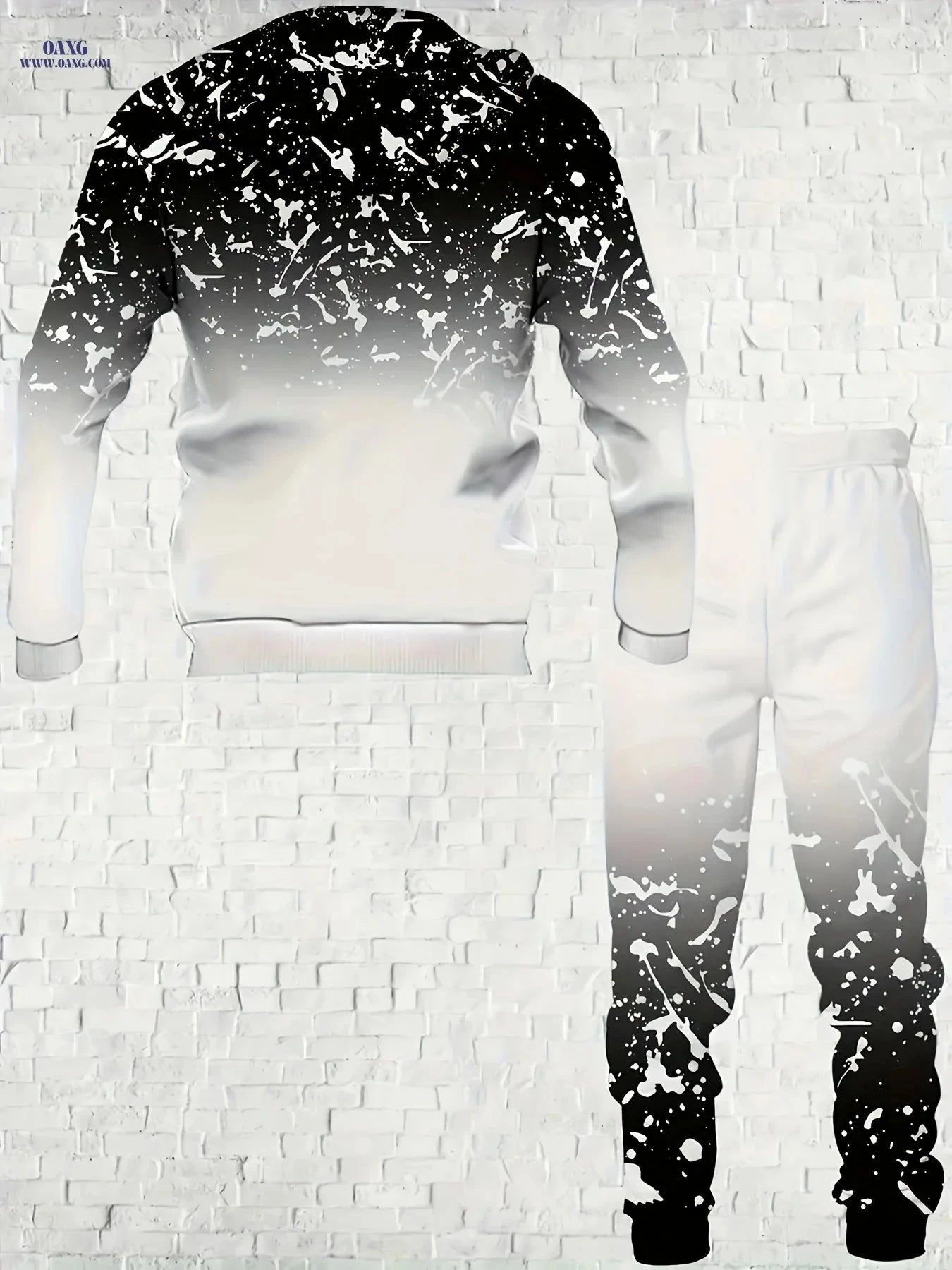 Men's Marble Print Hooded Tracksuit Set - Casual Spring/Fall Outfit   OAXG Image Color / FR S