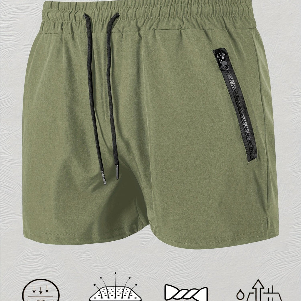 Men's Maroon Quick-Dry Swim Trunks - Casual Beach Shorts with Pockets   OAXG 
