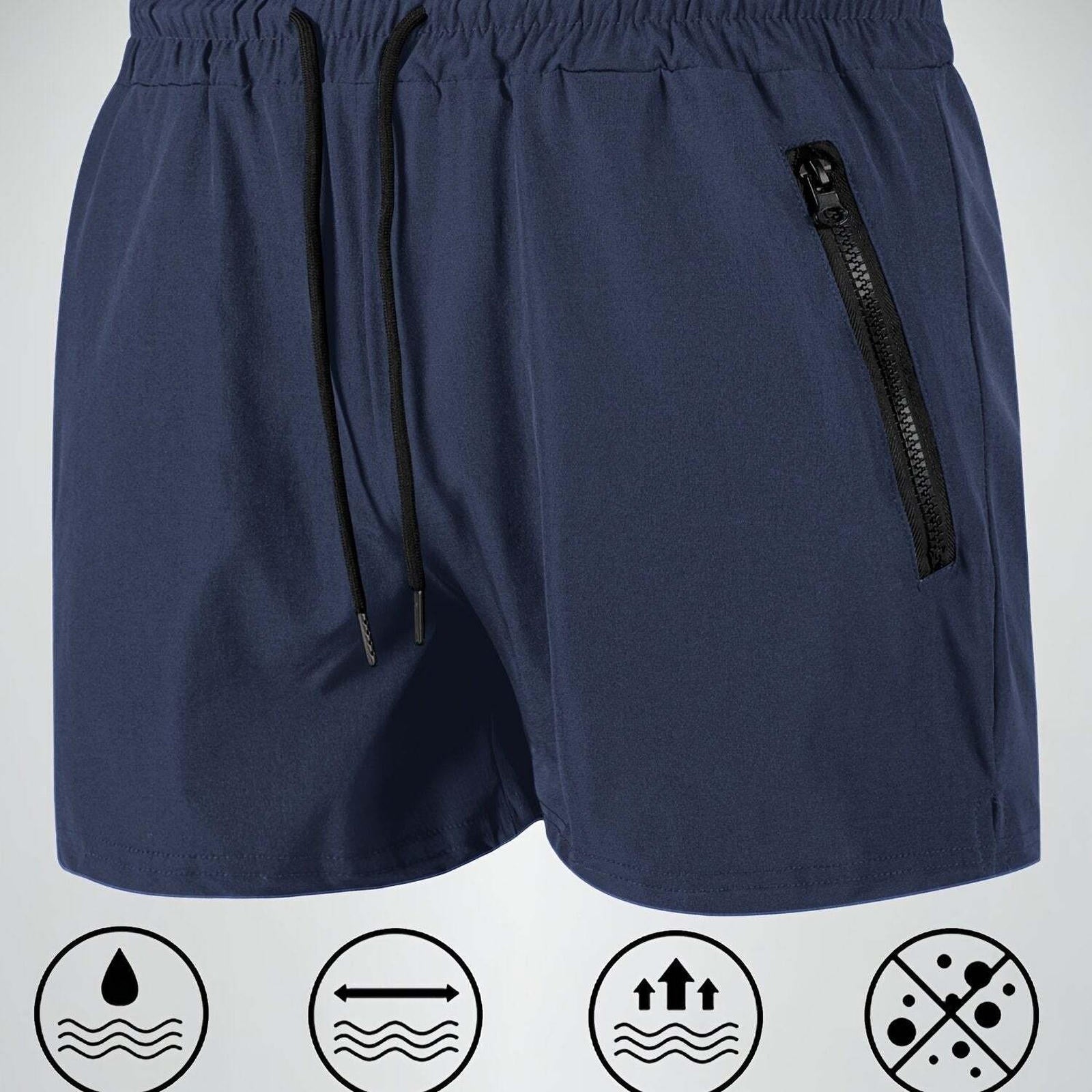 Men's Maroon Quick-Dry Swim Trunks - Casual Beach Shorts with Pockets   OAXG 