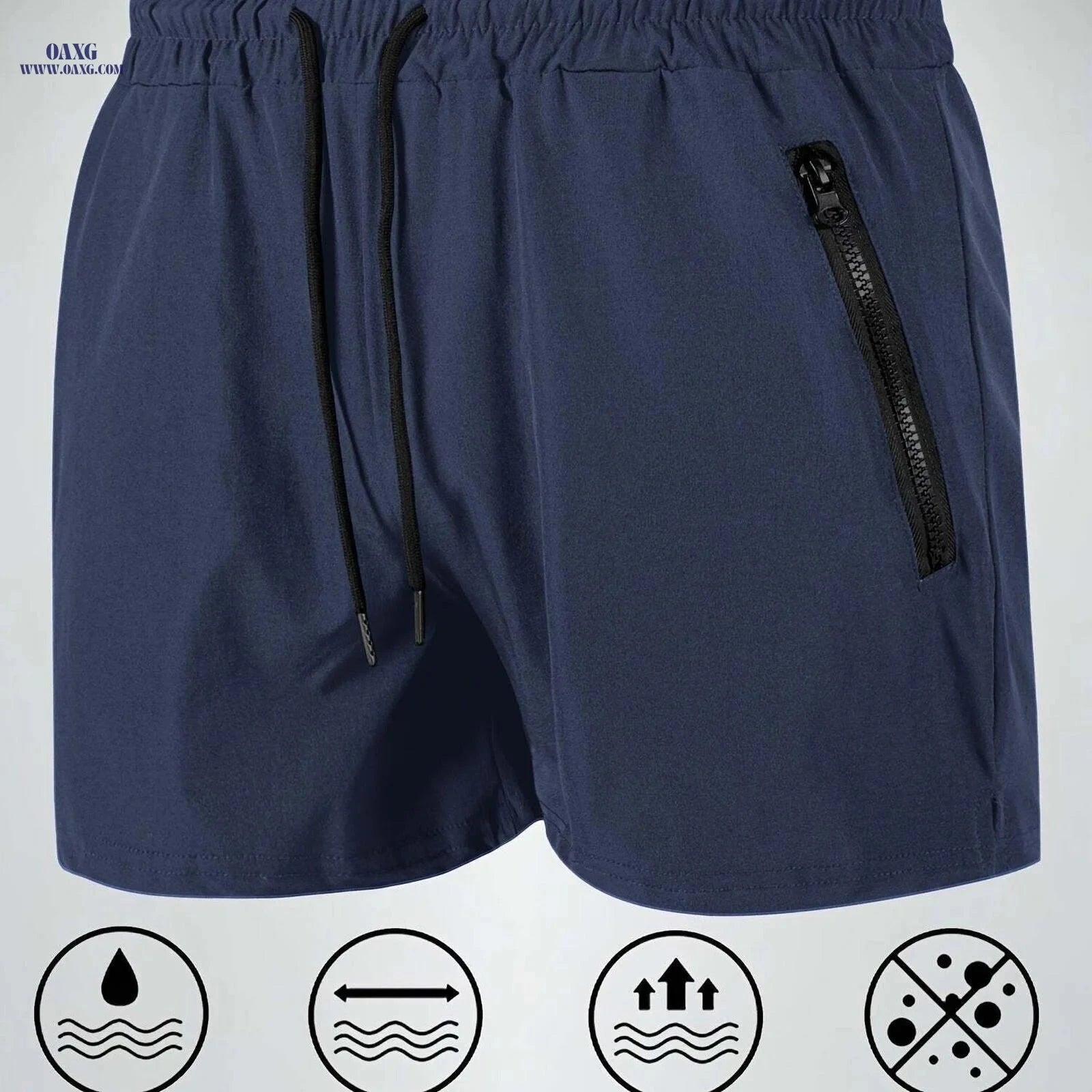Men's Maroon Quick-Dry Swim Trunks - Casual Beach Shorts with Pockets   OAXG 