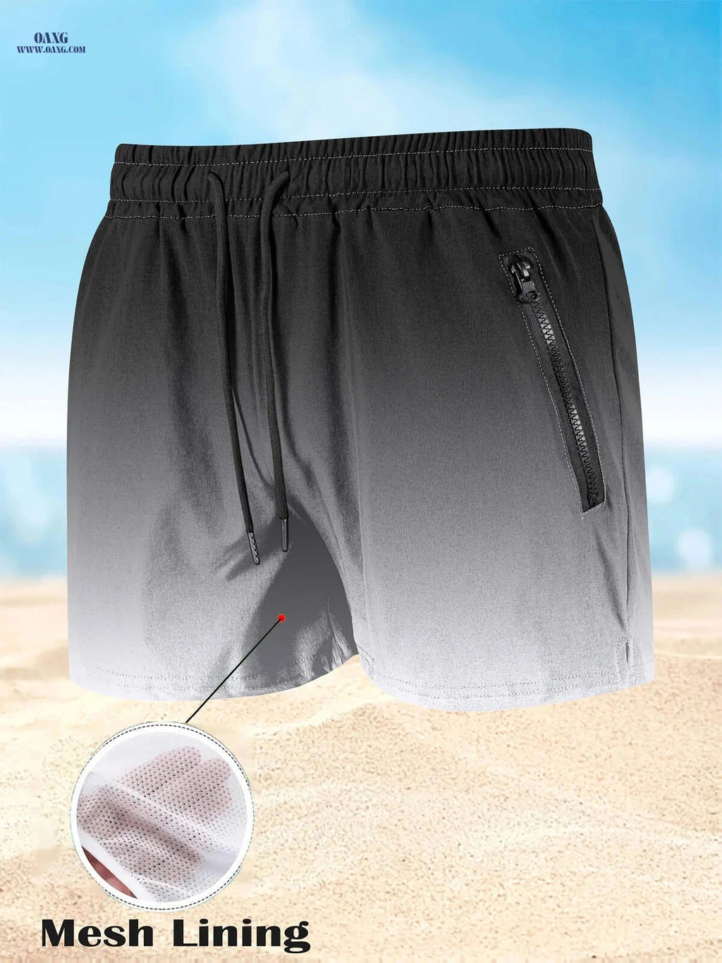 Men's Maroon Quick-Dry Swim Trunks - Casual Beach Shorts with Pockets   OAXG 
