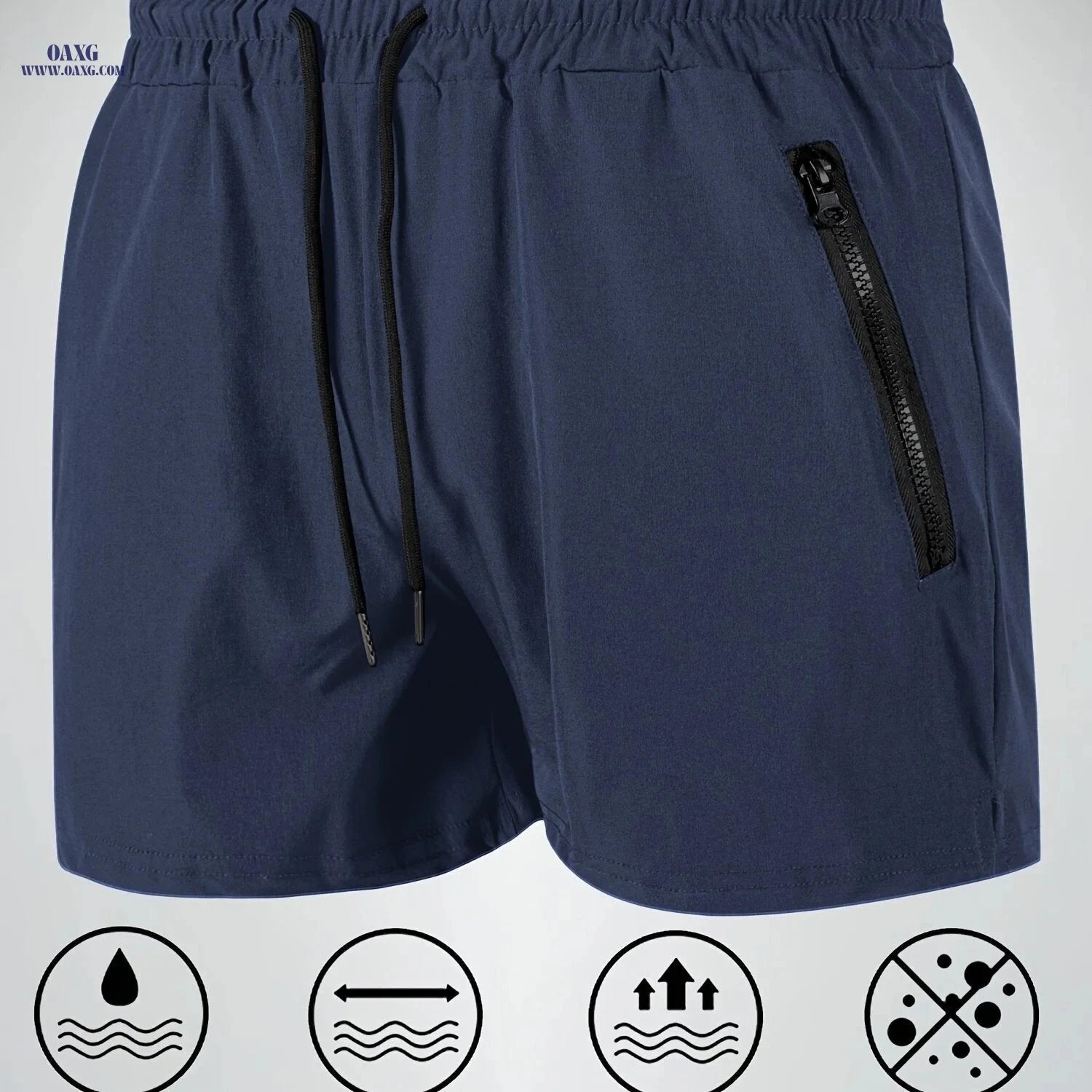 Men's Maroon Quick-Dry Swim Trunks - Casual Beach Shorts with Pockets   OAXG 