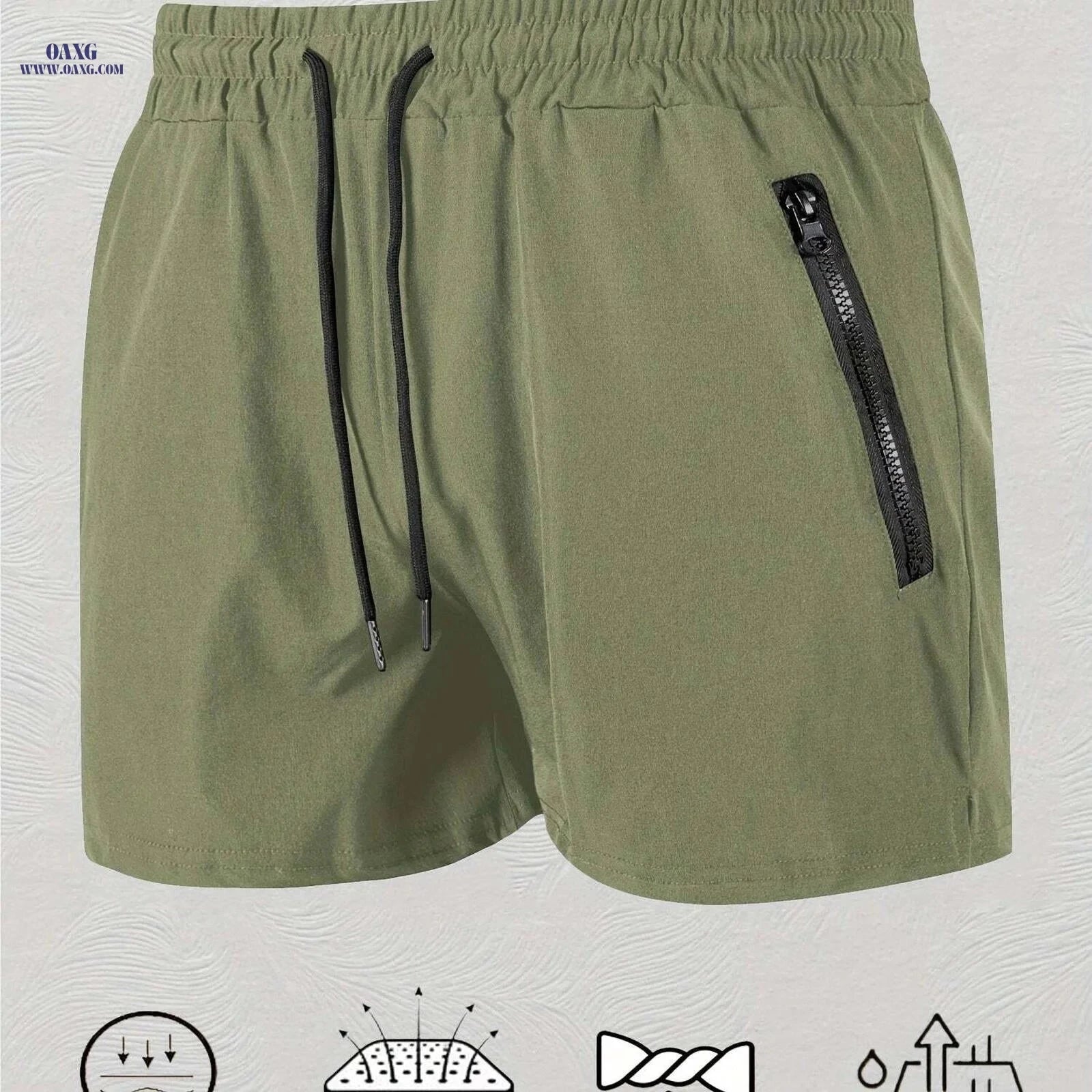 Men's Maroon Quick-Dry Swim Trunks - Casual Beach Shorts with Pockets   OAXG 