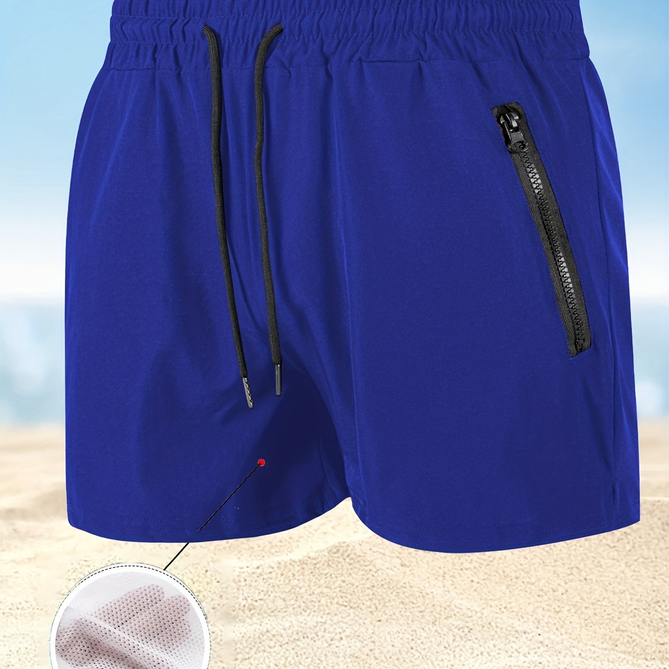 Men's Maroon Quick-Dry Swim Trunks - Casual Beach Shorts with Pockets   OAXG 