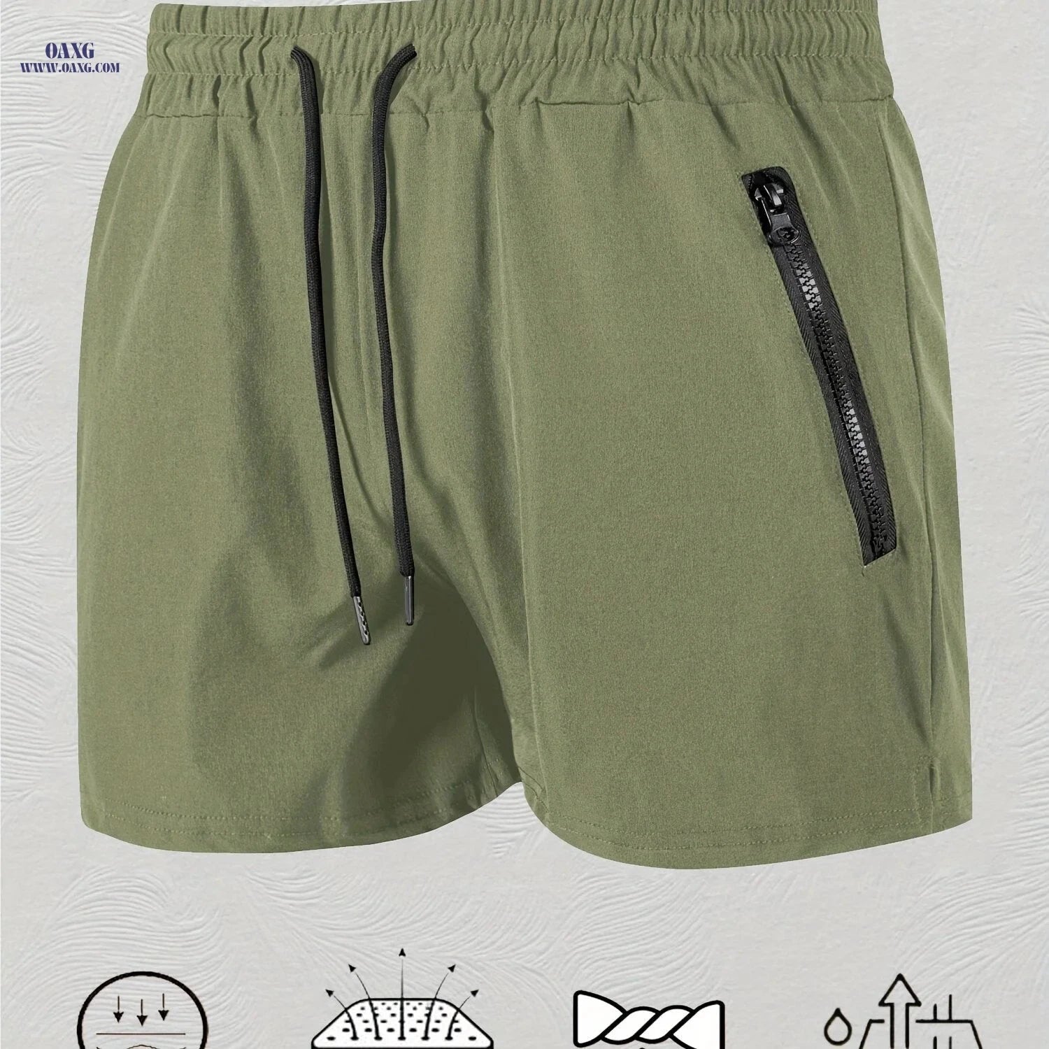 Men's Maroon Quick-Dry Swim Trunks - Casual Beach Shorts with Pockets   OAXG 