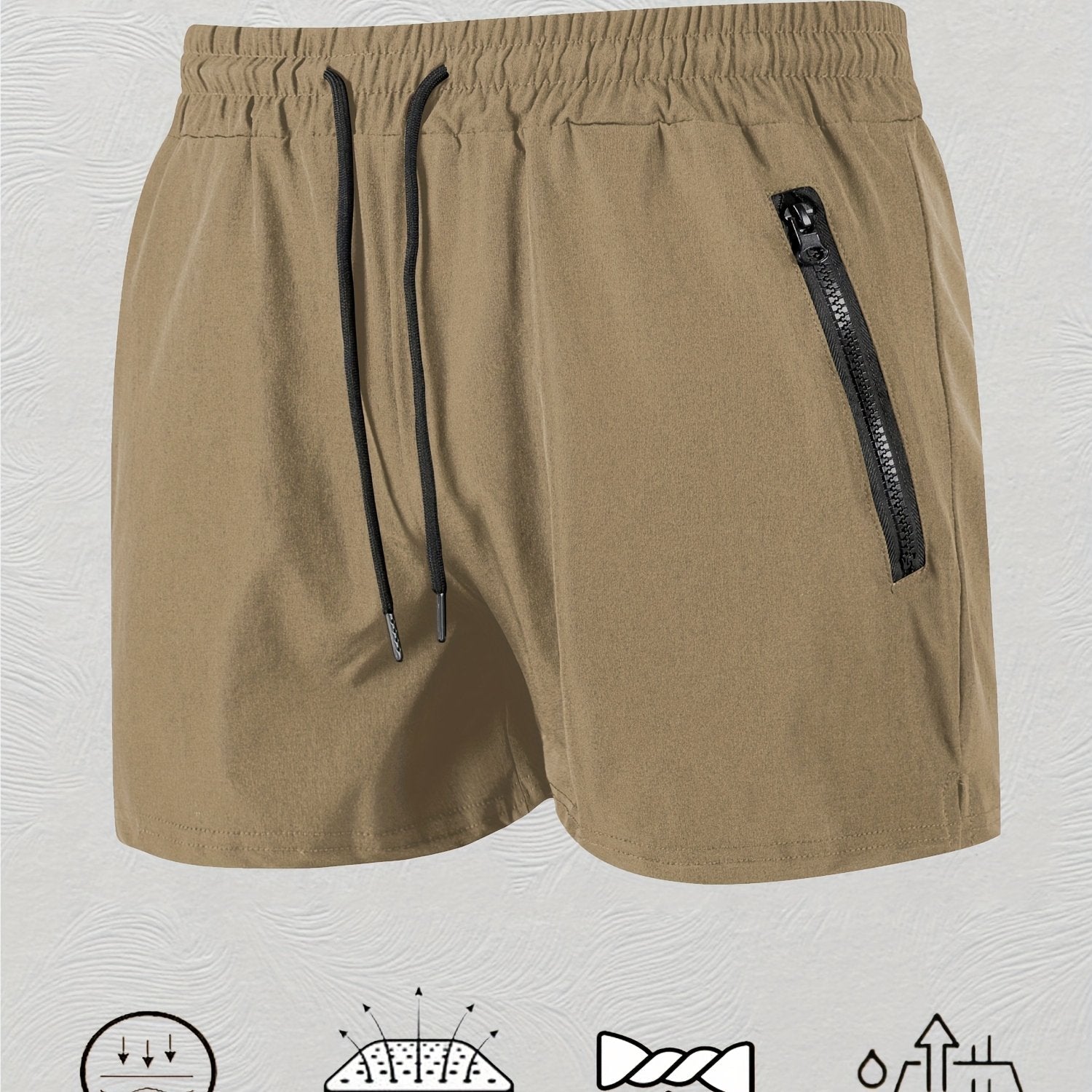 Men's Maroon Quick-Dry Swim Trunks - Casual Beach Shorts with Pockets   OAXG 