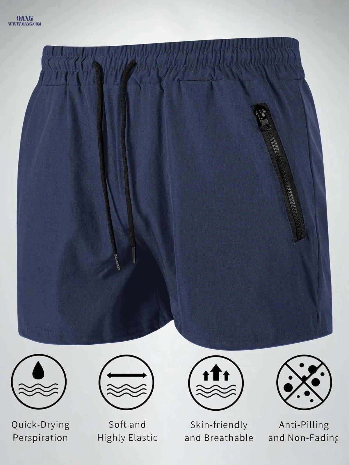 Men's Maroon Quick-Dry Swim Trunks - Casual Beach Shorts with Pockets   OAXG 